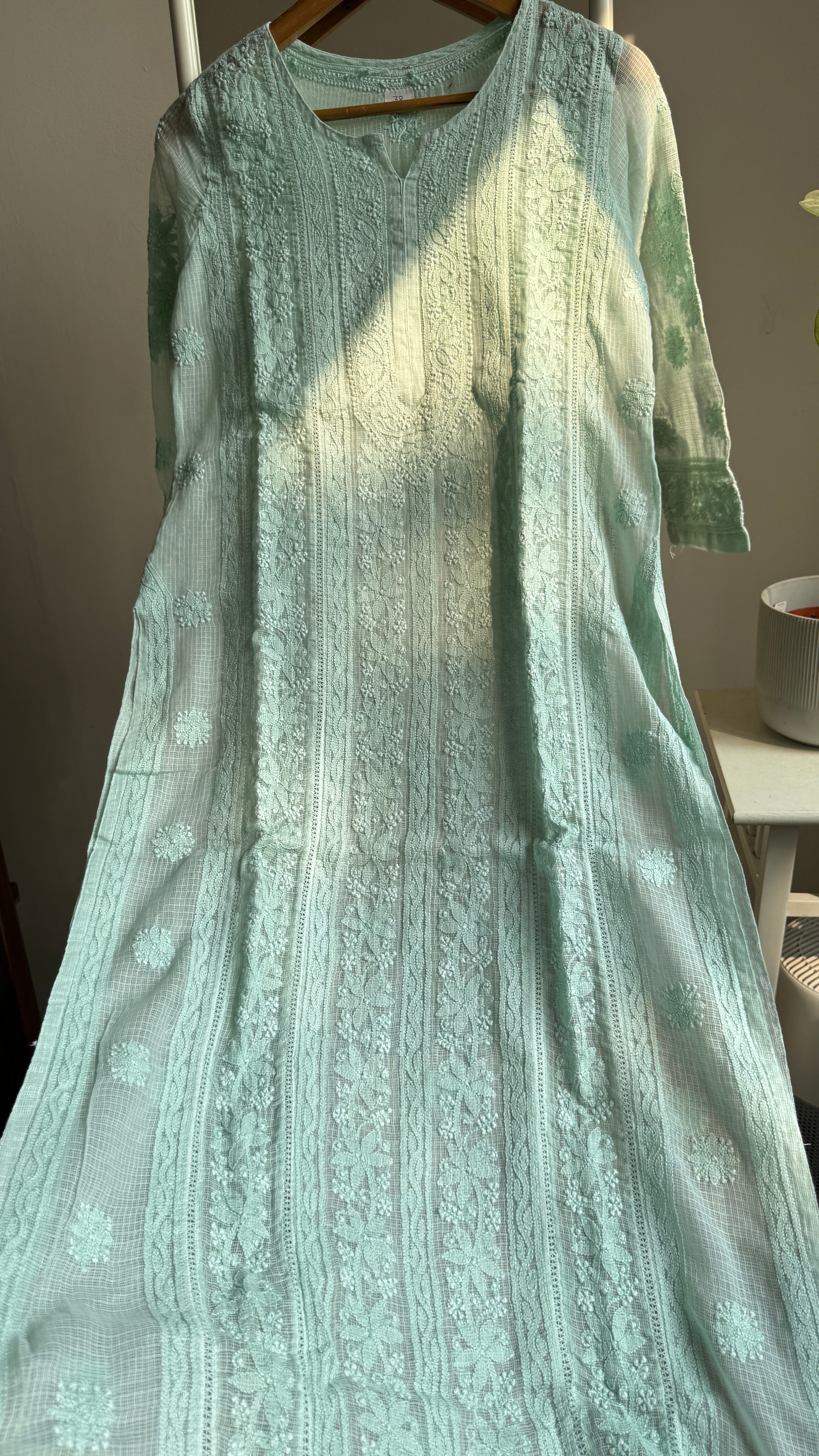 Kota Soft Cotton Chikankari Kurti - Green - CHAND Collection
