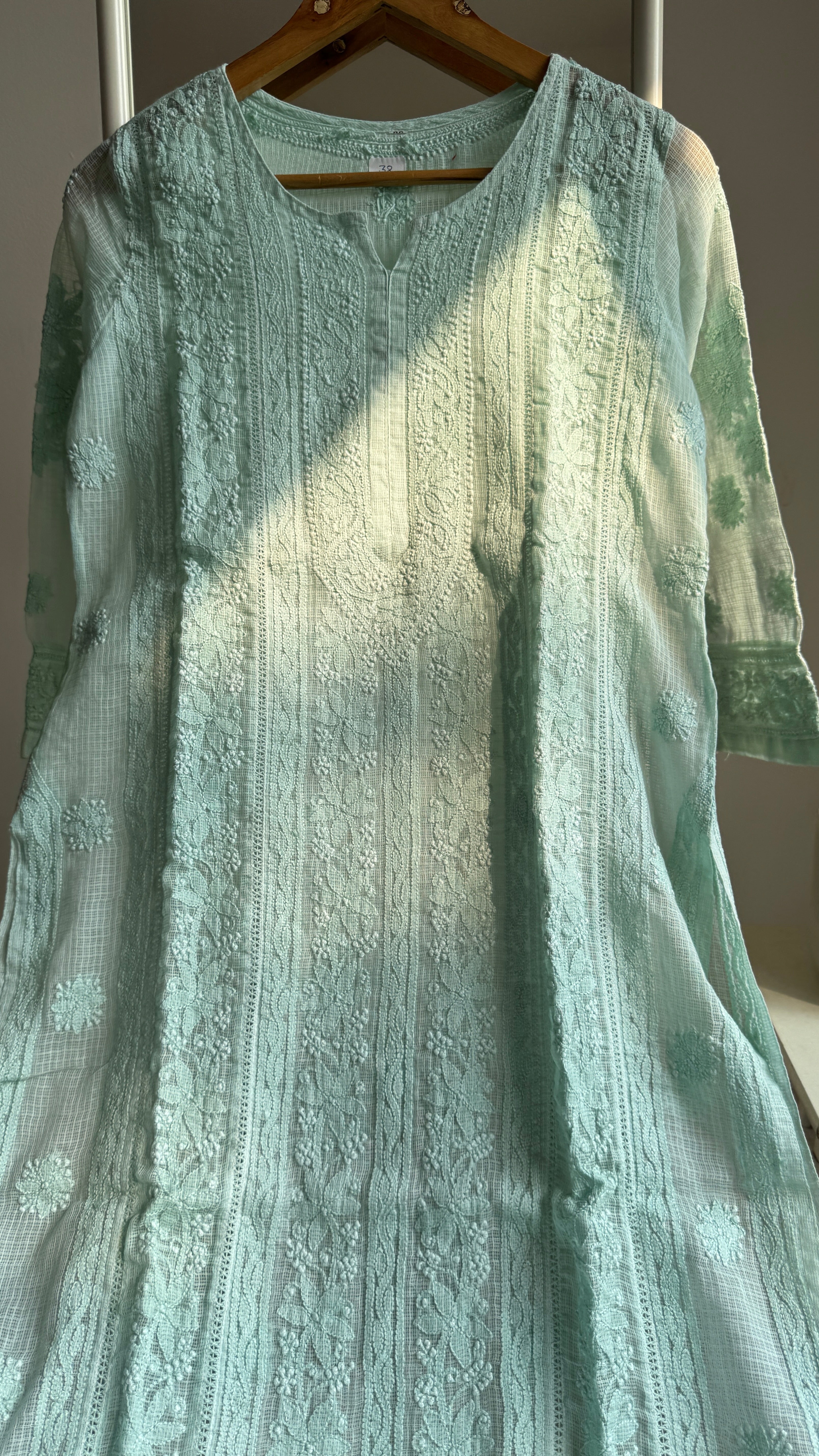 Kota Soft Cotton Chikankari Kurti - Green - CHAND Collection