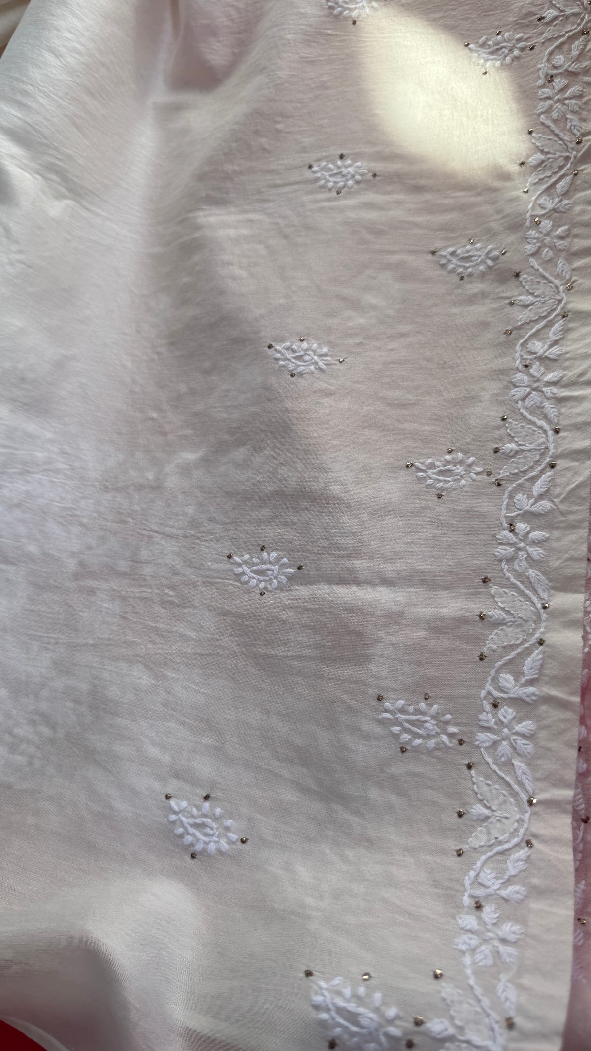 Pure Chanderi Chikankari saree in White