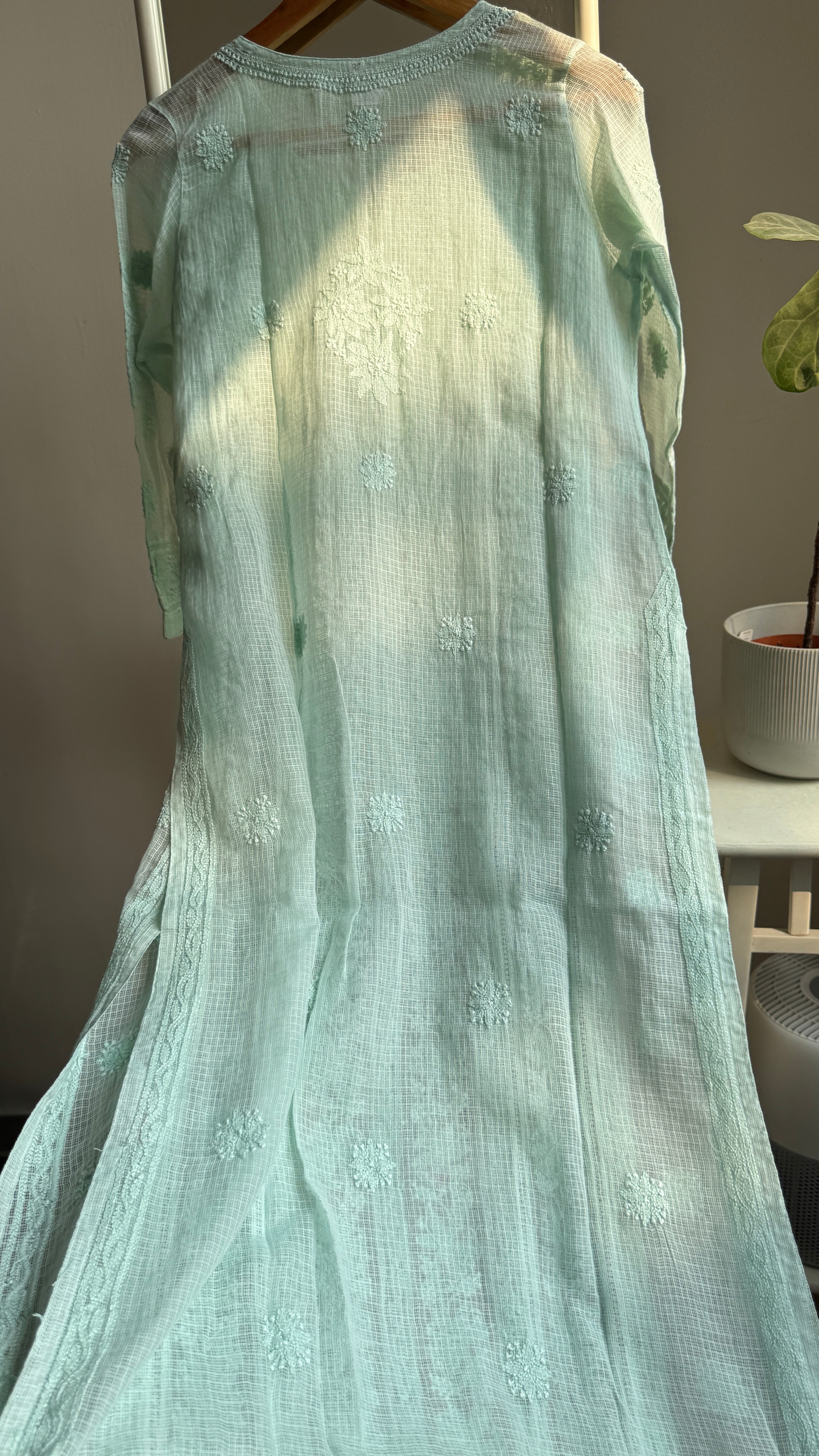 Kota Soft Cotton Chikankari Kurti - Green - CHAND Collection