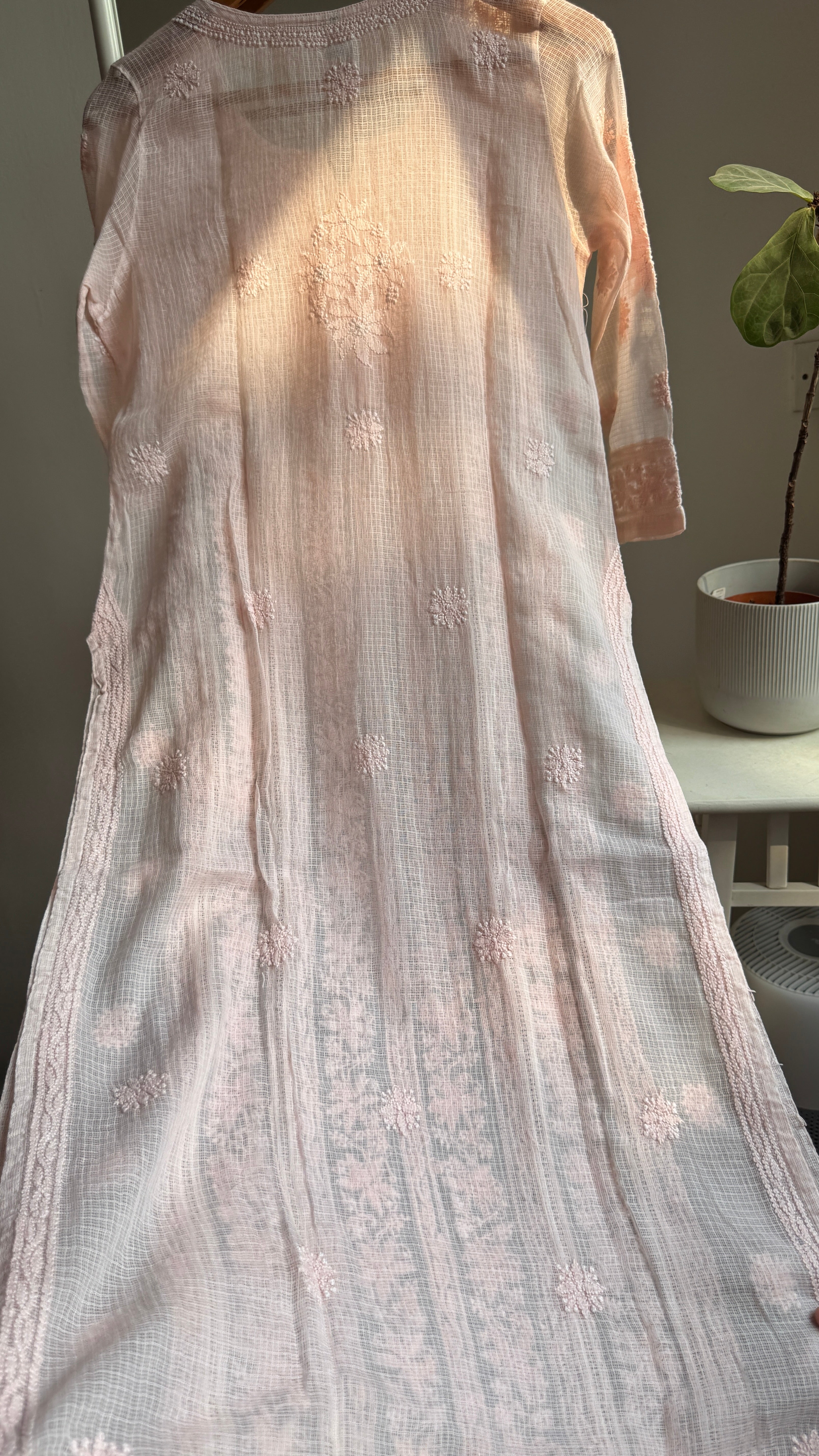 Kota Soft Cotton Chikankari Kurti - Pale Pink - CHAND Collection