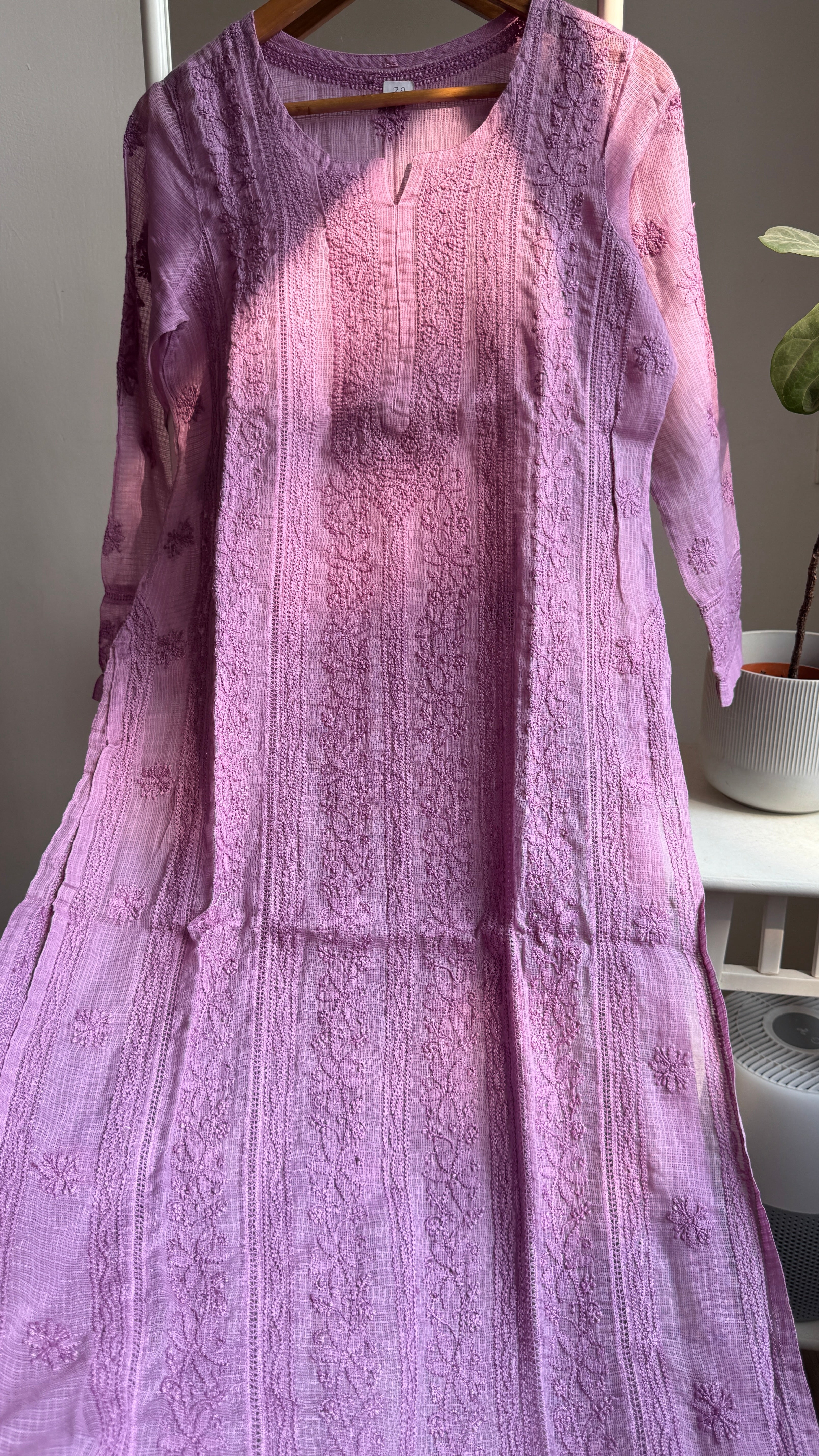 Kota Soft Cotton Chikankari Kurti - Purple - CHAND Collection