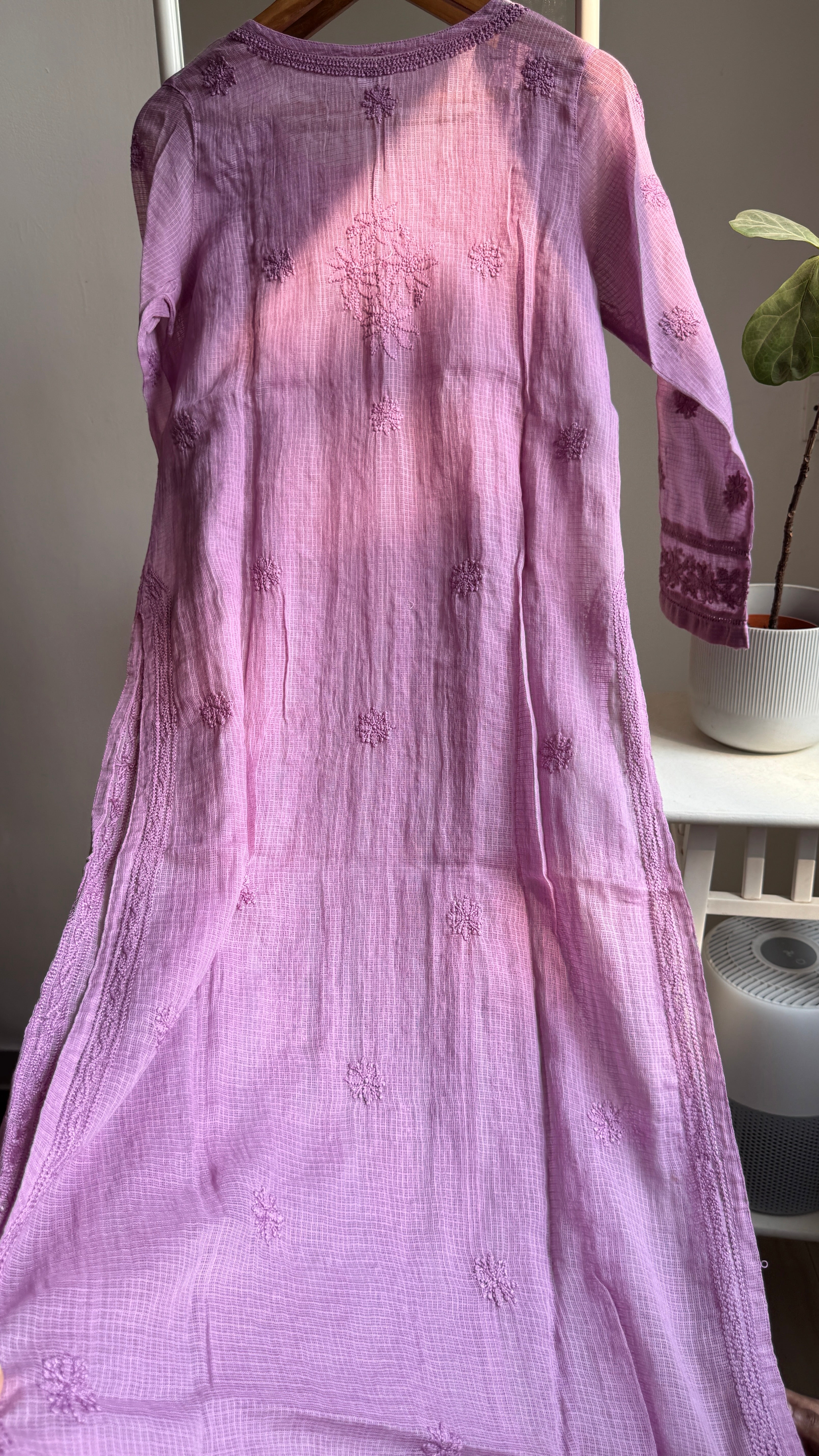 Kota Soft Cotton Chikankari Kurti - Purple - CHAND Collection