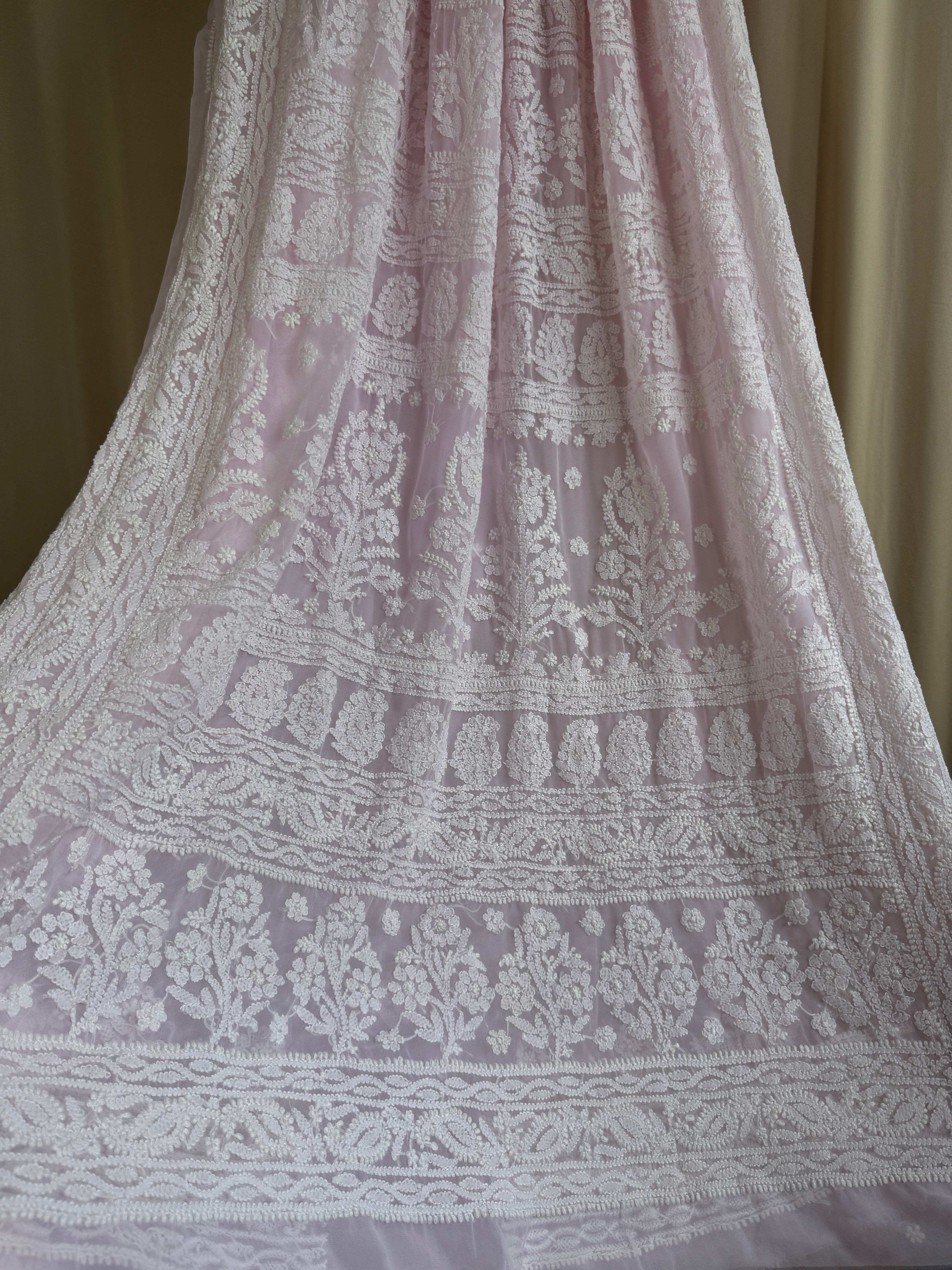 Georgette Chikankari saree in Pink