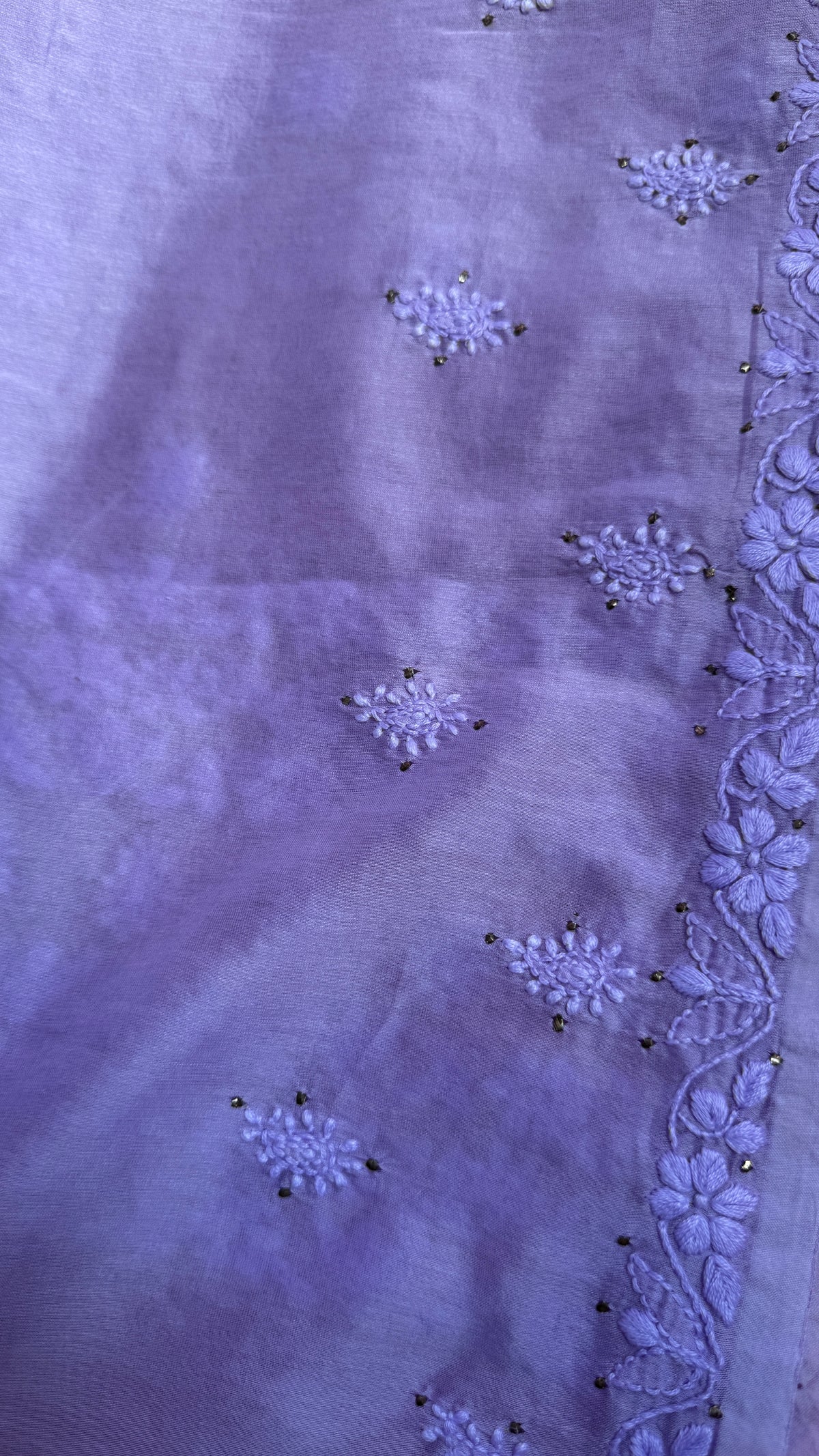 Pure Chanderi Chikankari saree in Lilac