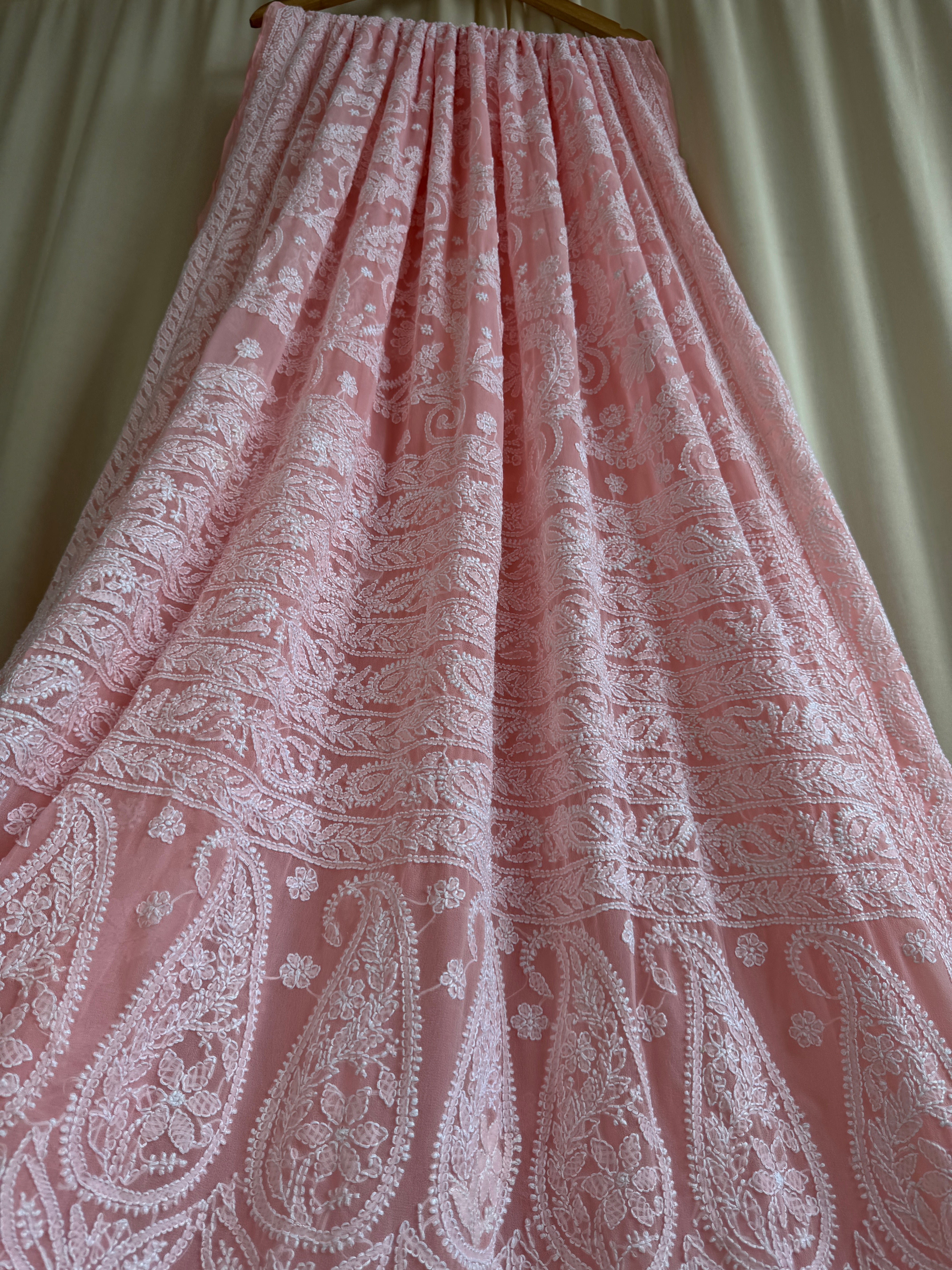 Georgette Chikankari saree in Peach