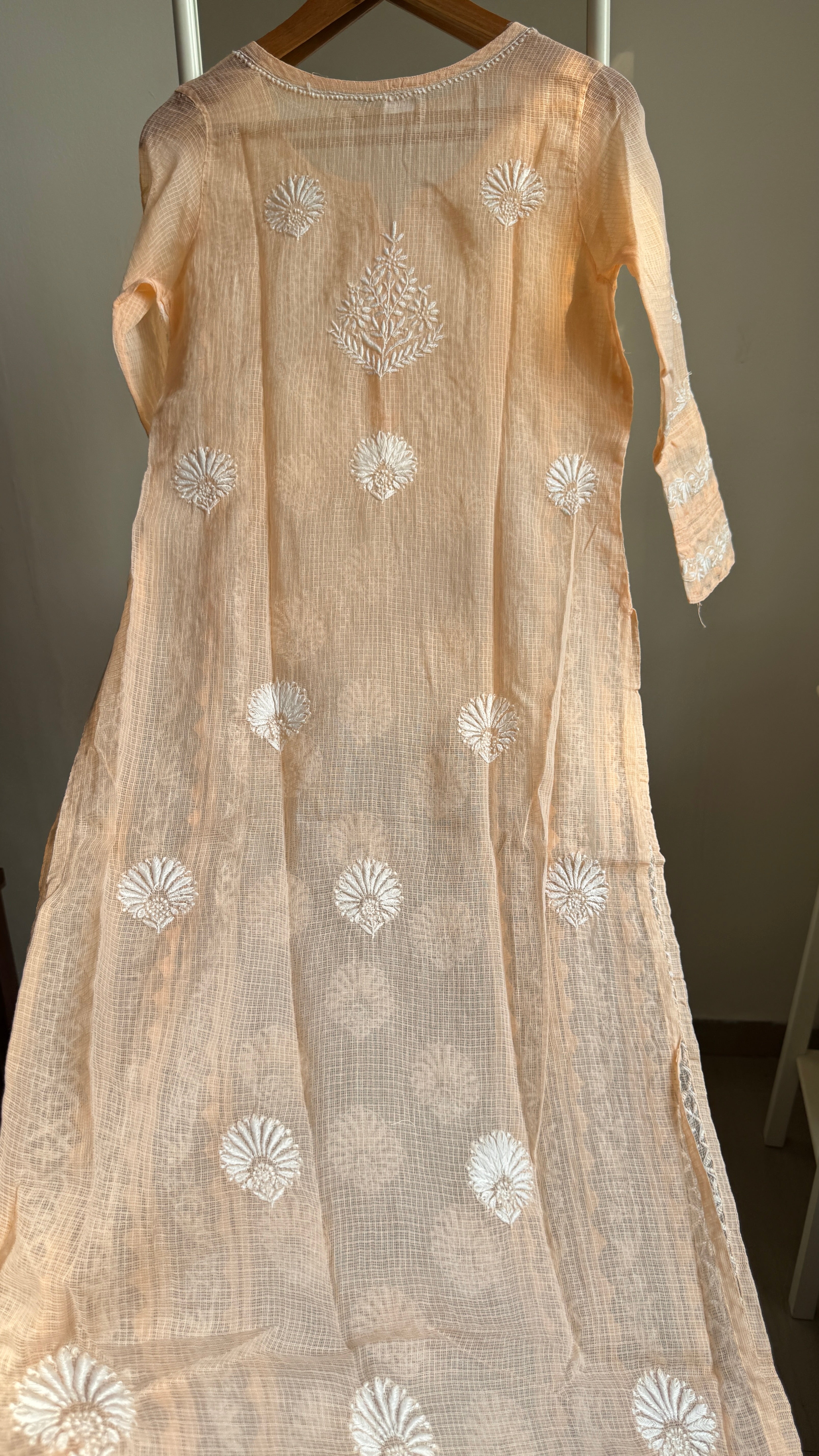 Kota Soft Cotton Chikankari Kurti - orange Peach - TARA Collection