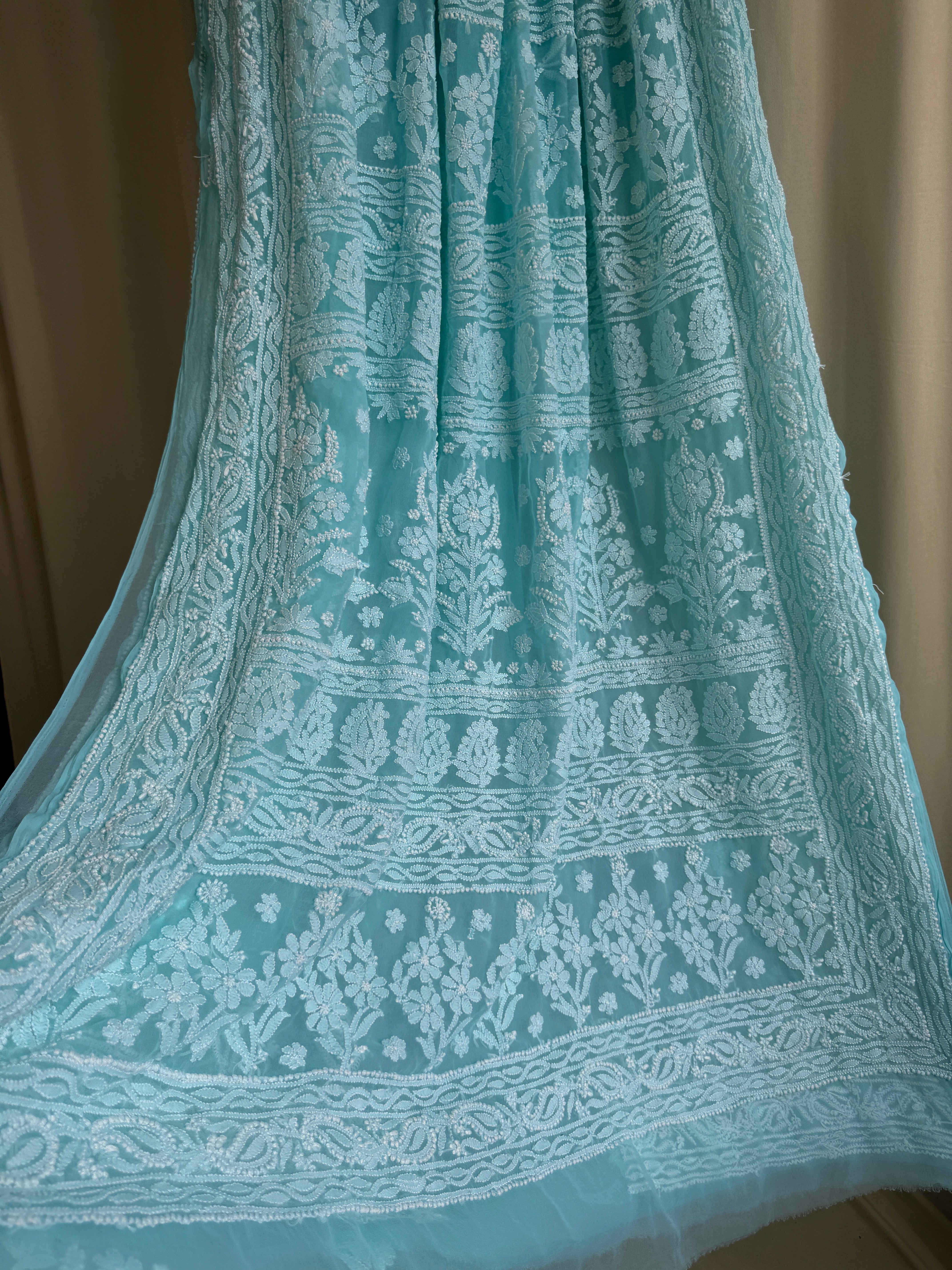 Georgette Chikankari saree in Blue
