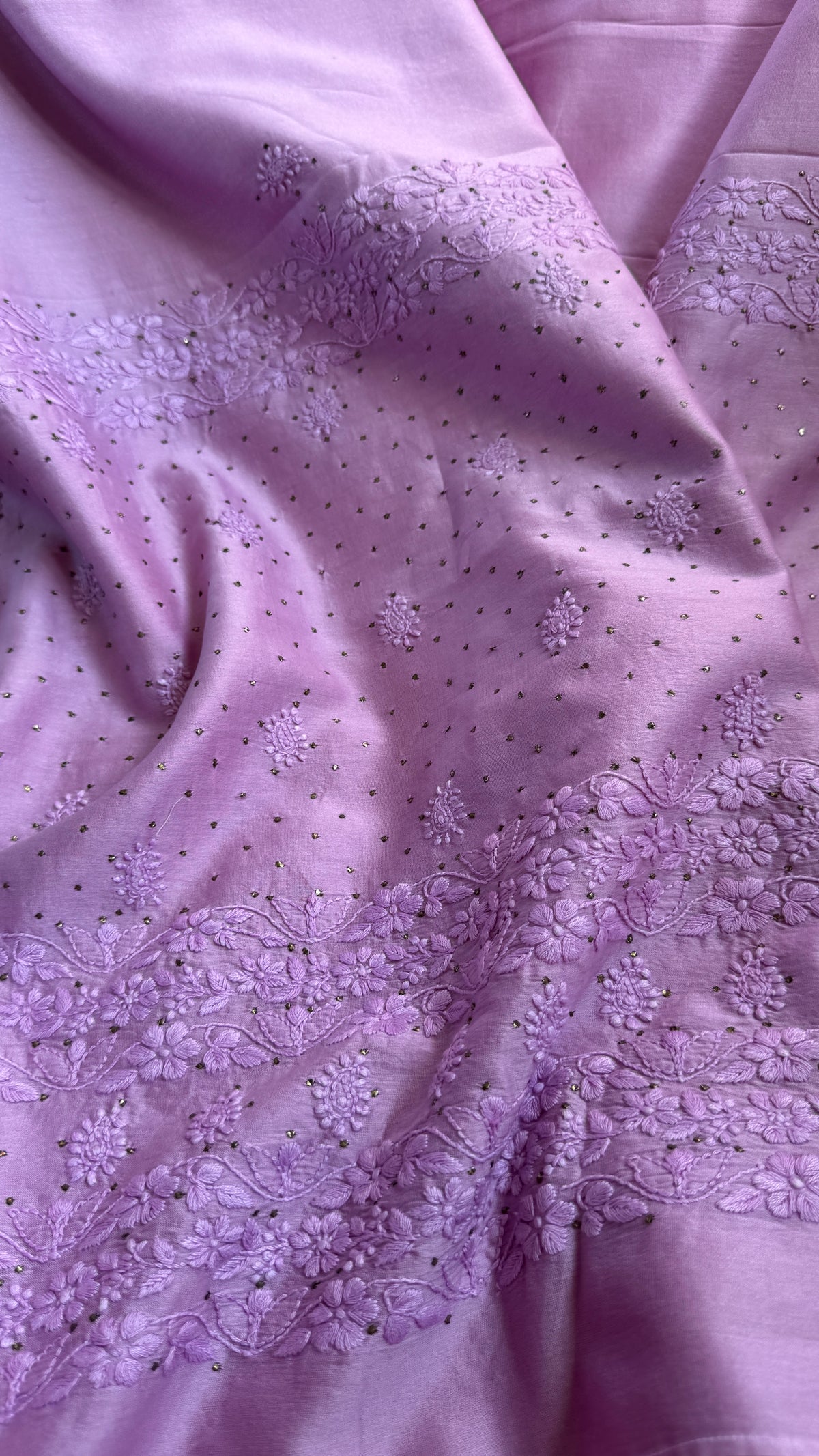 Pure Chanderi Chikankari saree in Mauve