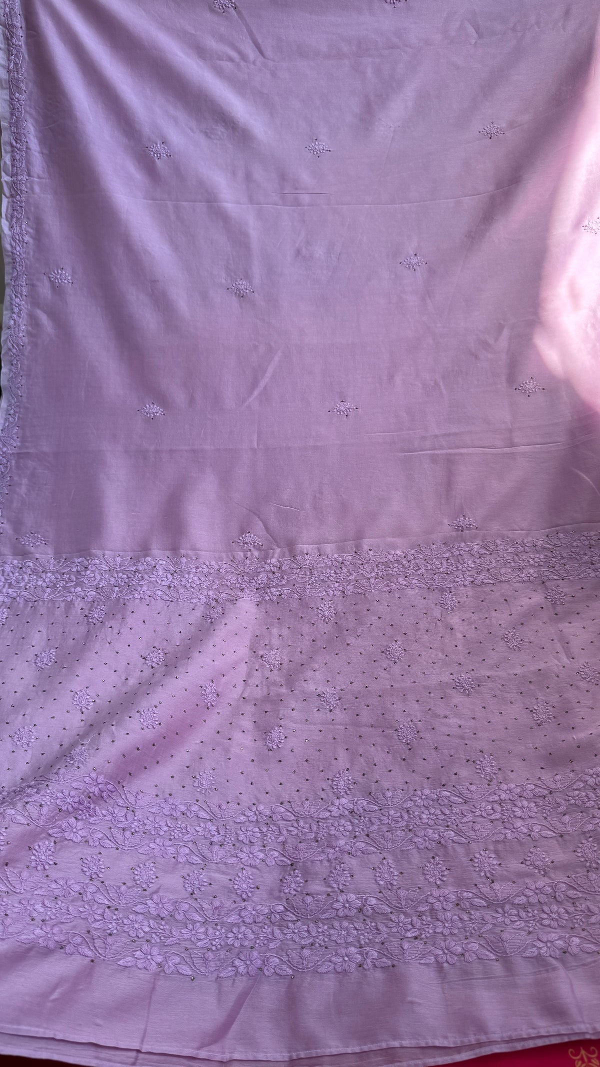 Pure Chanderi Chikankari saree in Mauve