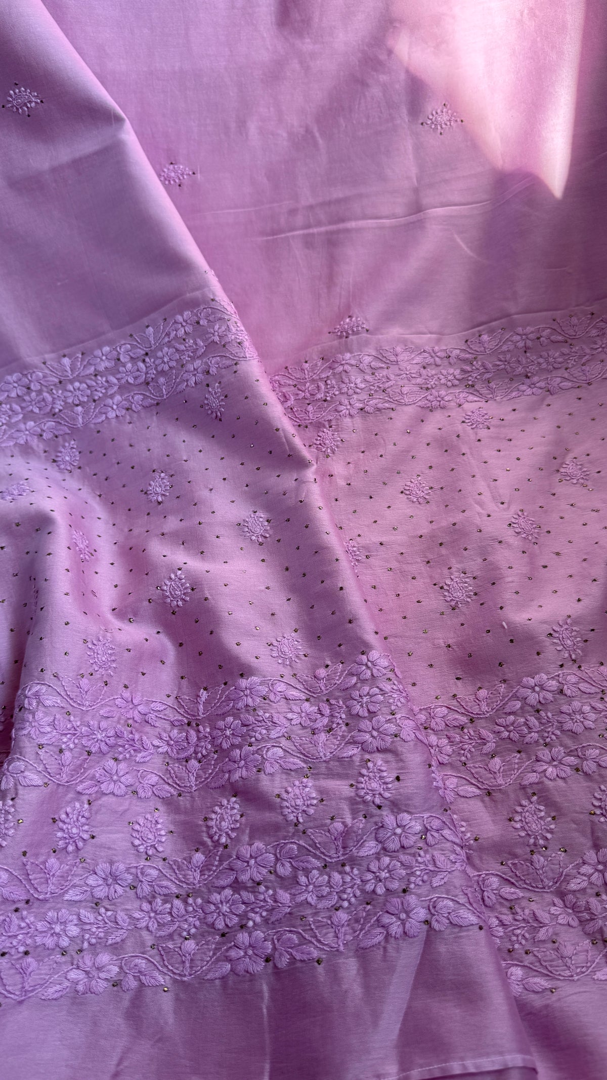 Pure Chanderi Chikankari saree in Mauve