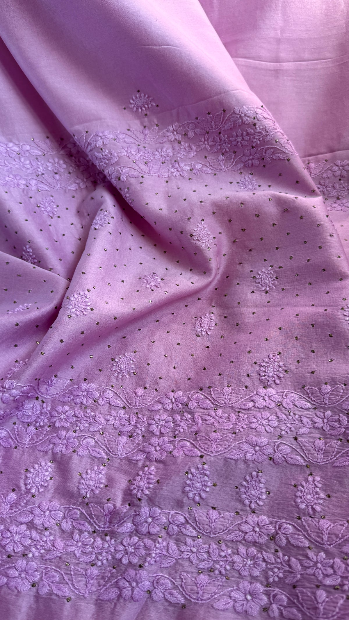 Pure Chanderi Chikankari saree in Mauve