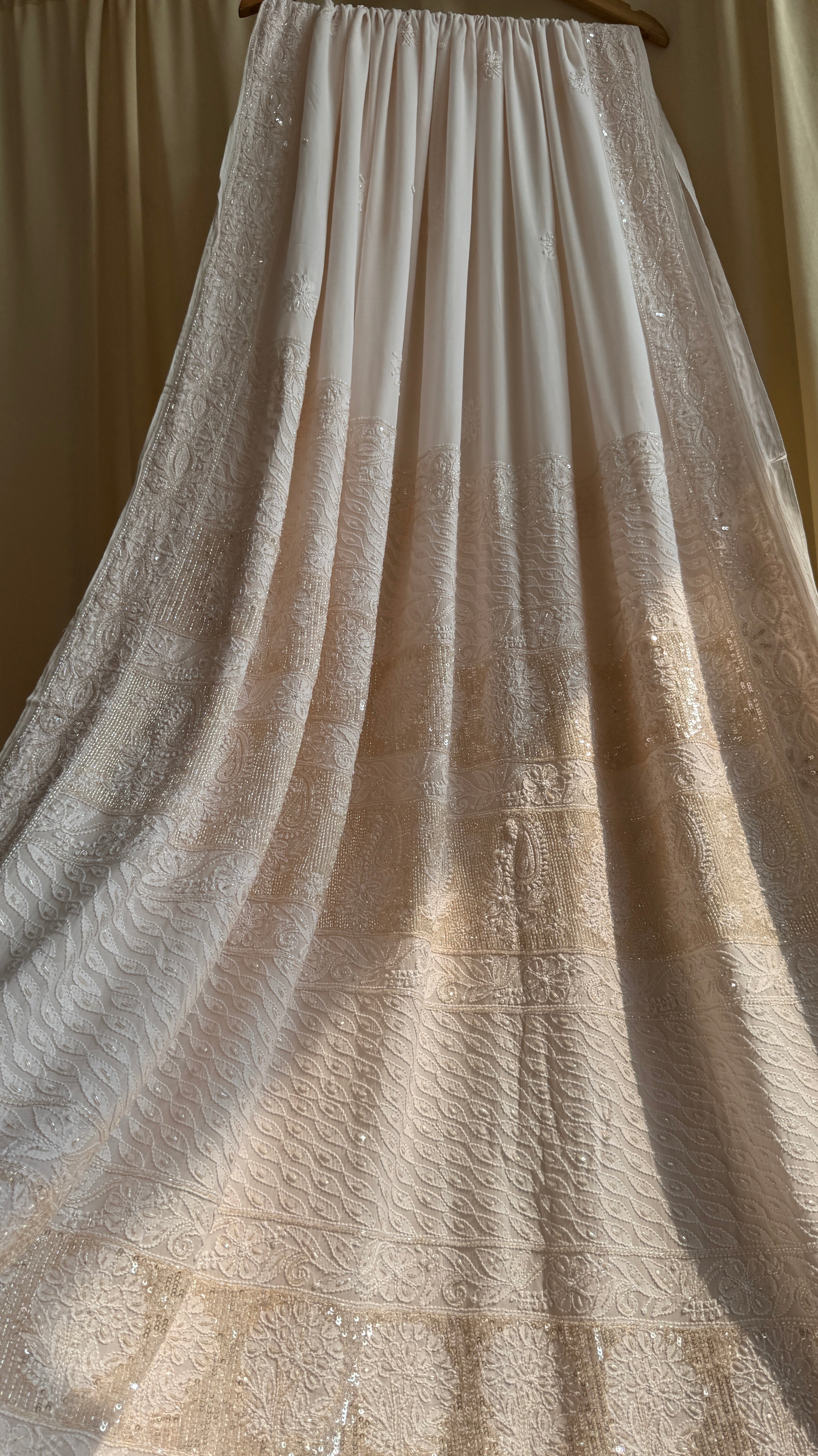 Viscose Chikankari saree with Pearl embellishments - Pale Pink