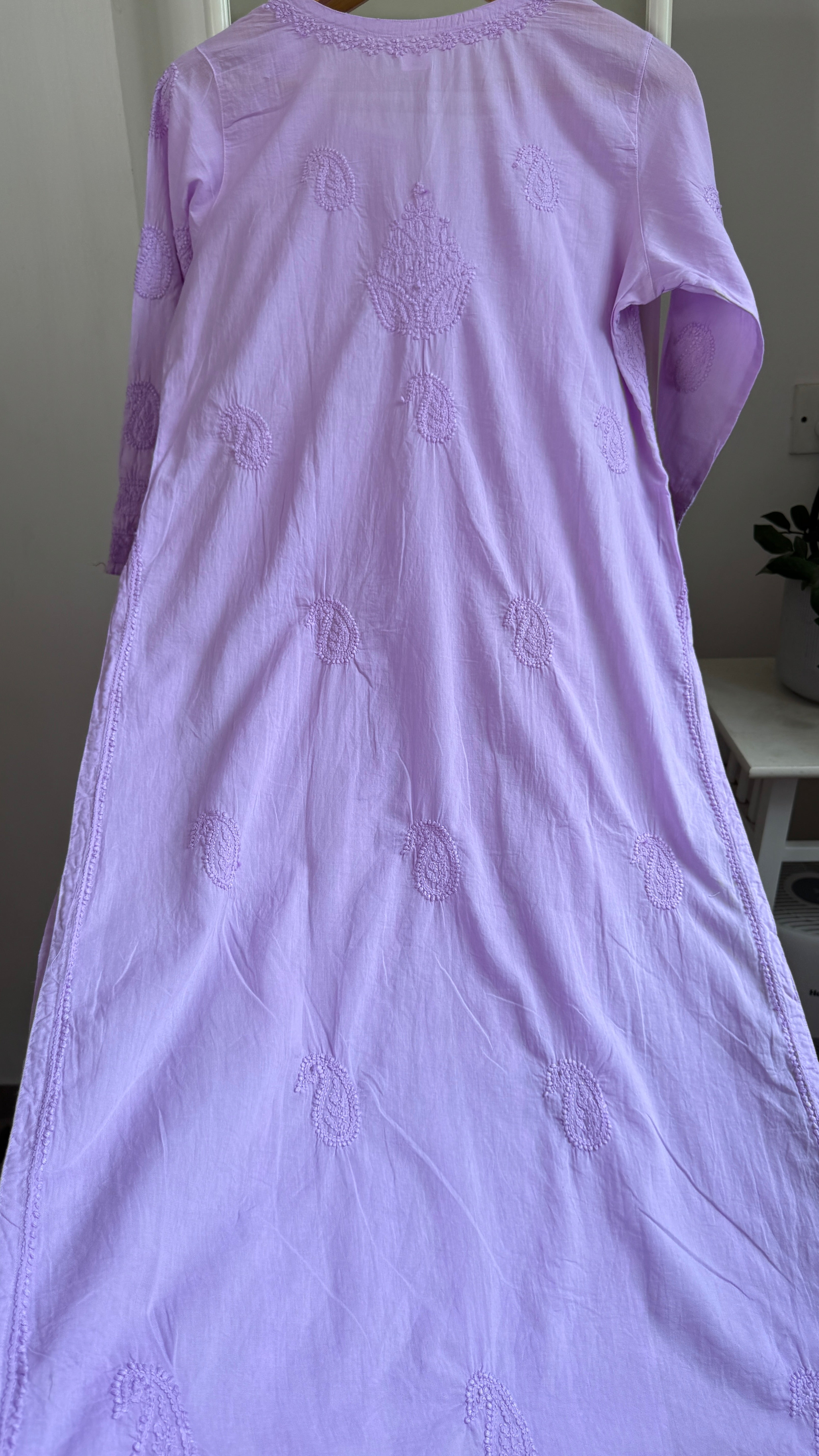 Pure Cotton Chikankari Full Jaal Kurti - Lilac - Gul Collection