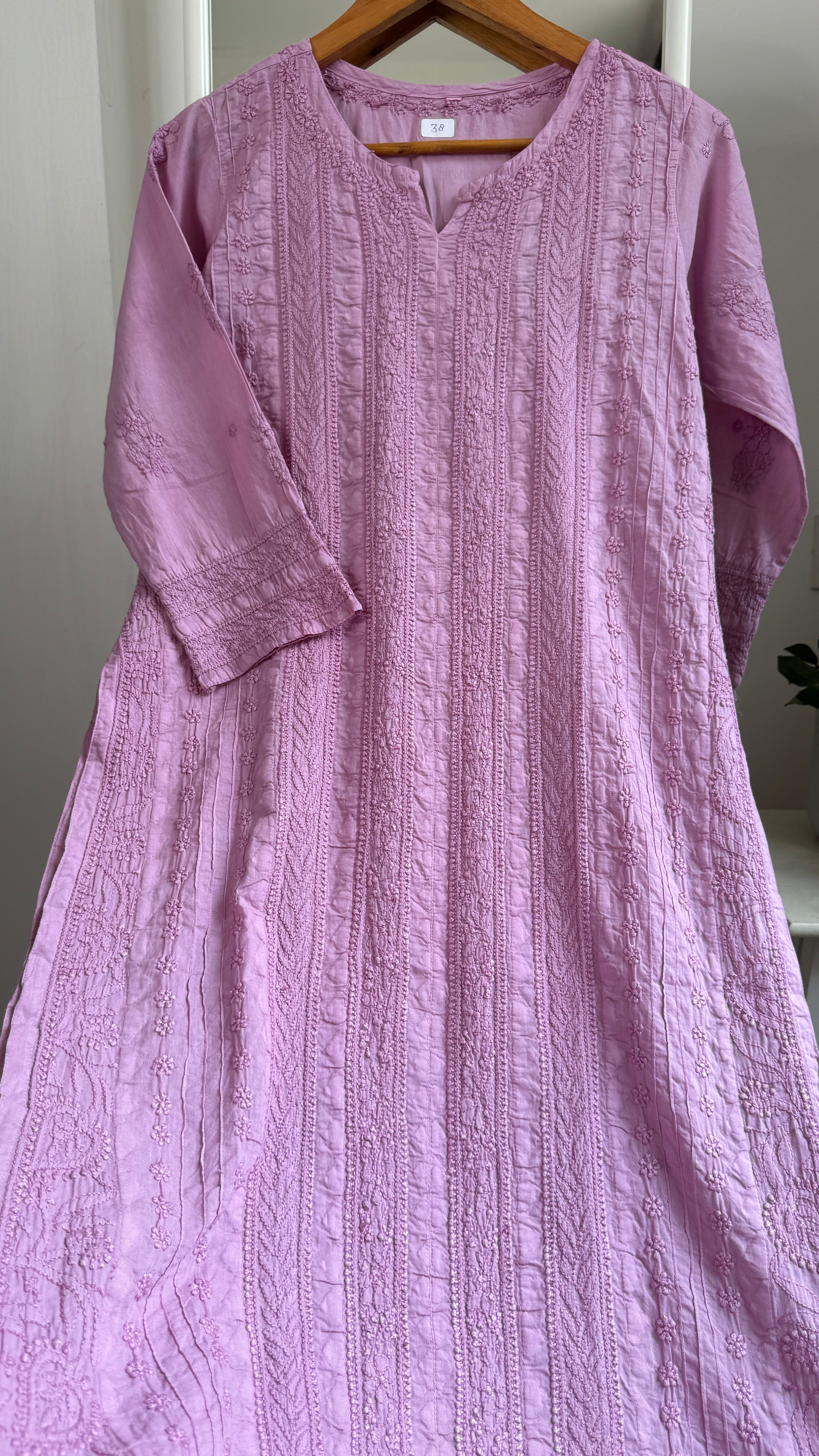 Pure Cotton Chikankari Full Jaal Kurti - Rose Pink - Gul Collection