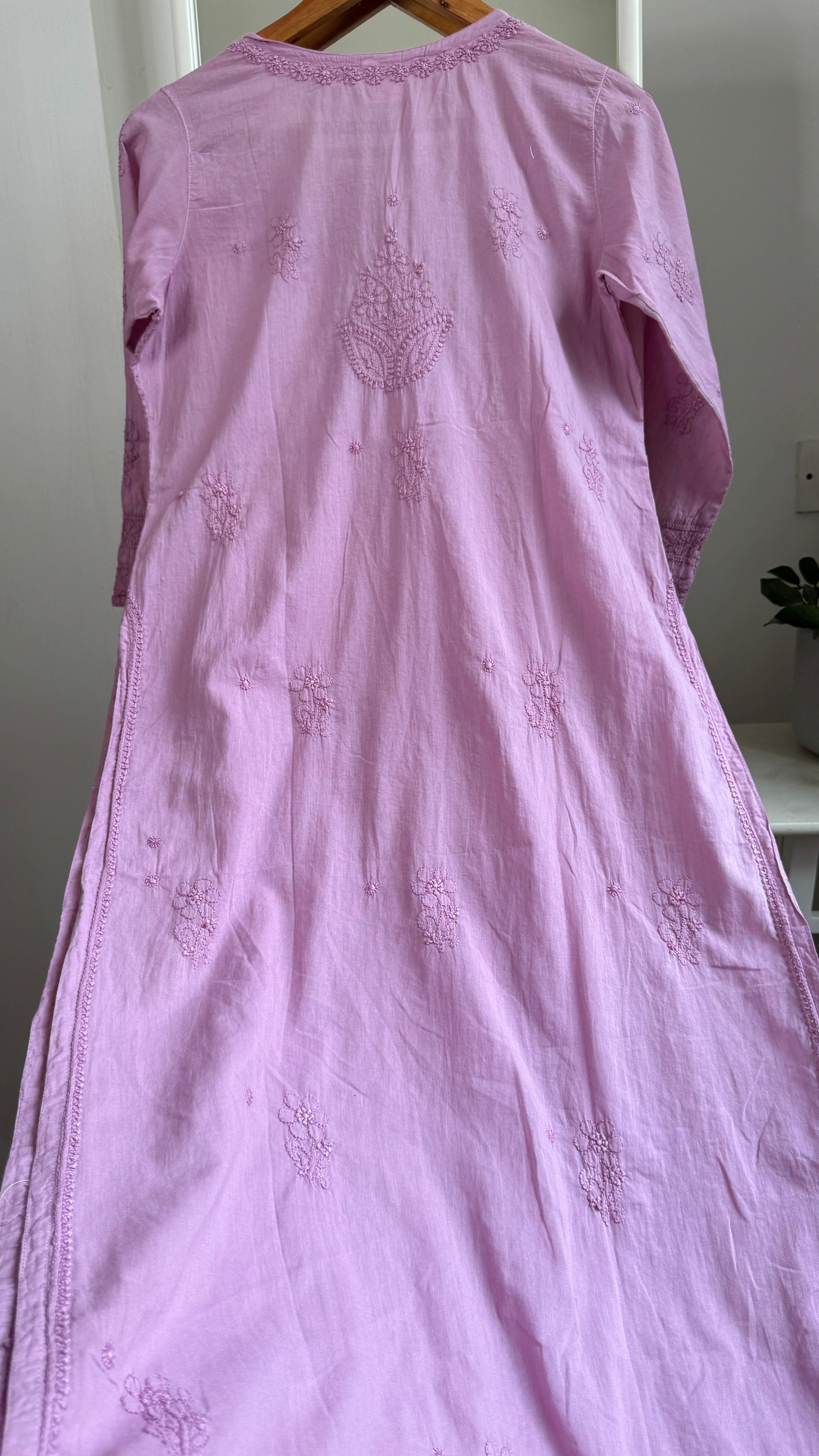 Pure Cotton Chikankari Full Jaal Kurti - Rose Pink - Gul Collection