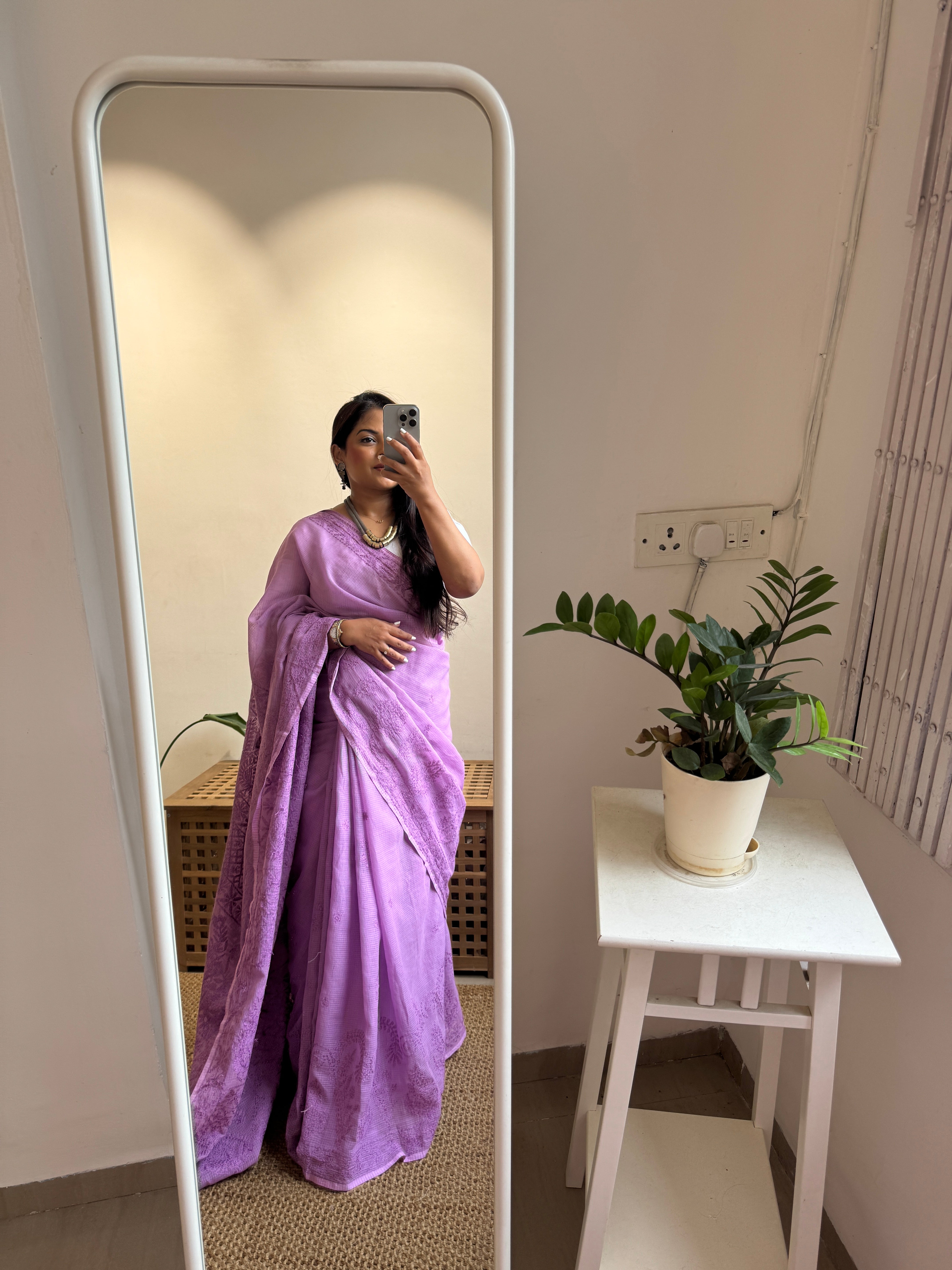 Kota Chikankari saree in Purple