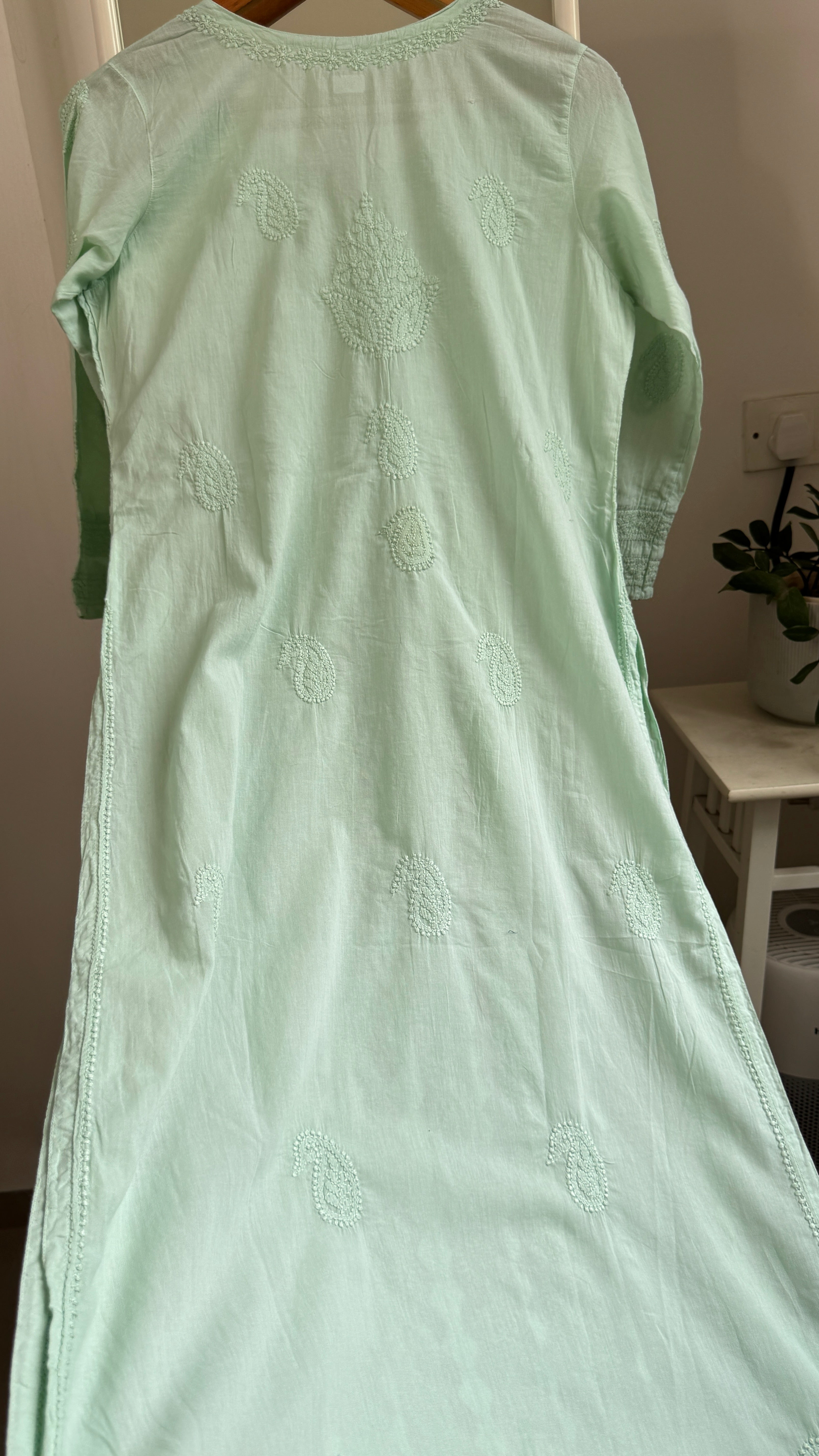 Pure Cotton Chikankari Full Jaal Kurti - Sage Green - Gul Collection