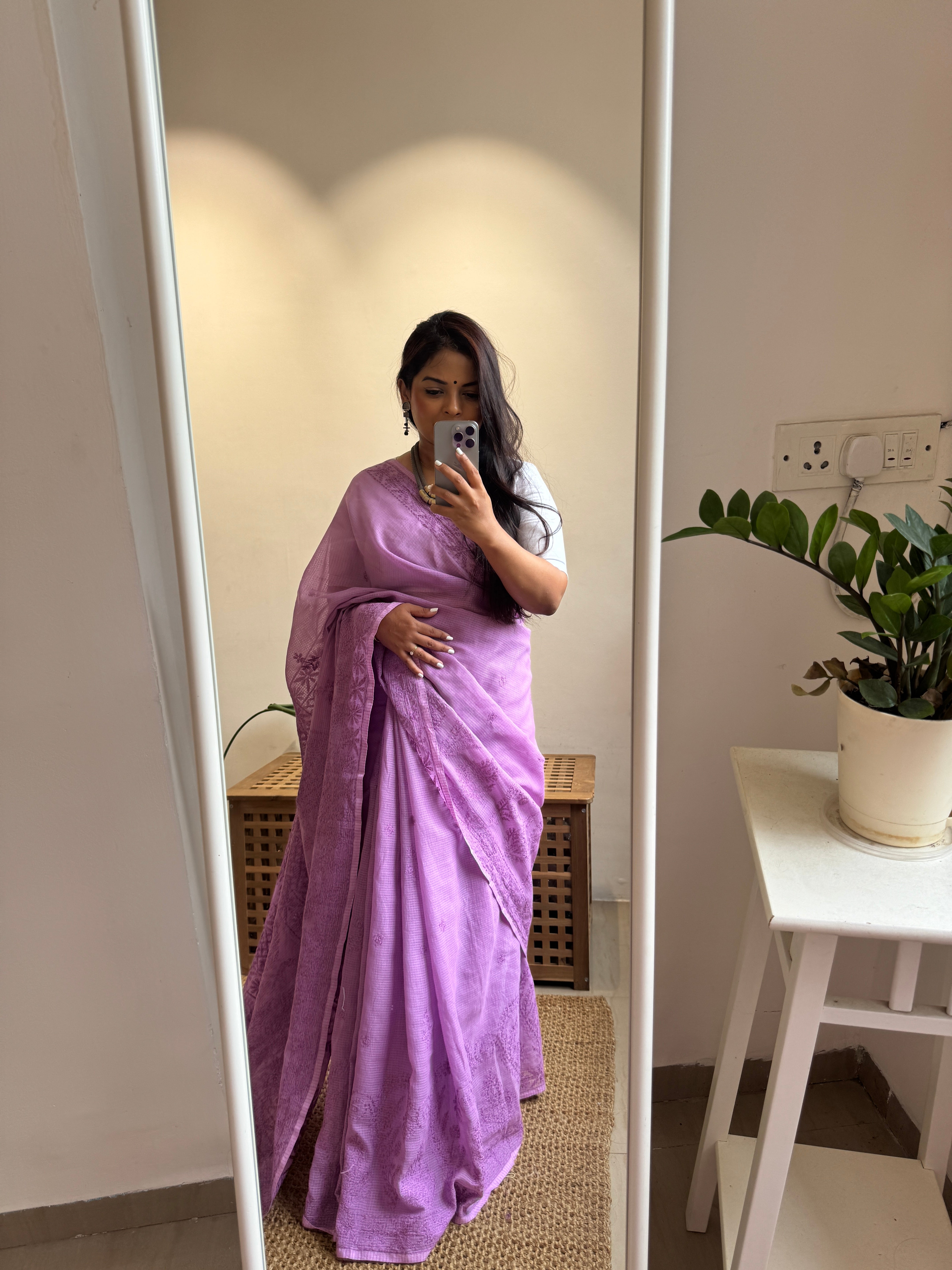 Kota Chikankari saree in Purple ARIAA CHIKANKARI 