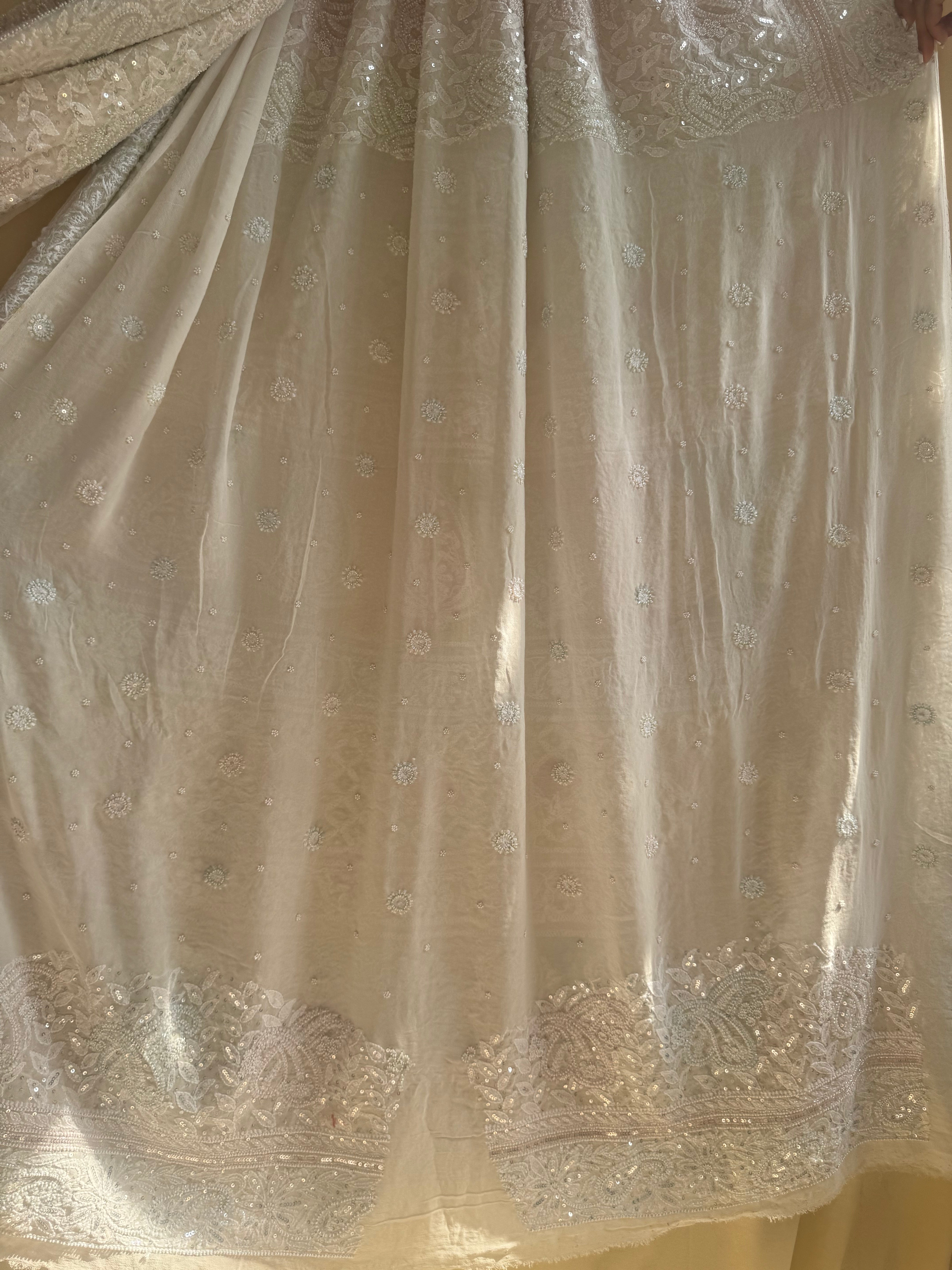 Pure Georgette Chikankari Saree ARIAA CHIKANKARI 