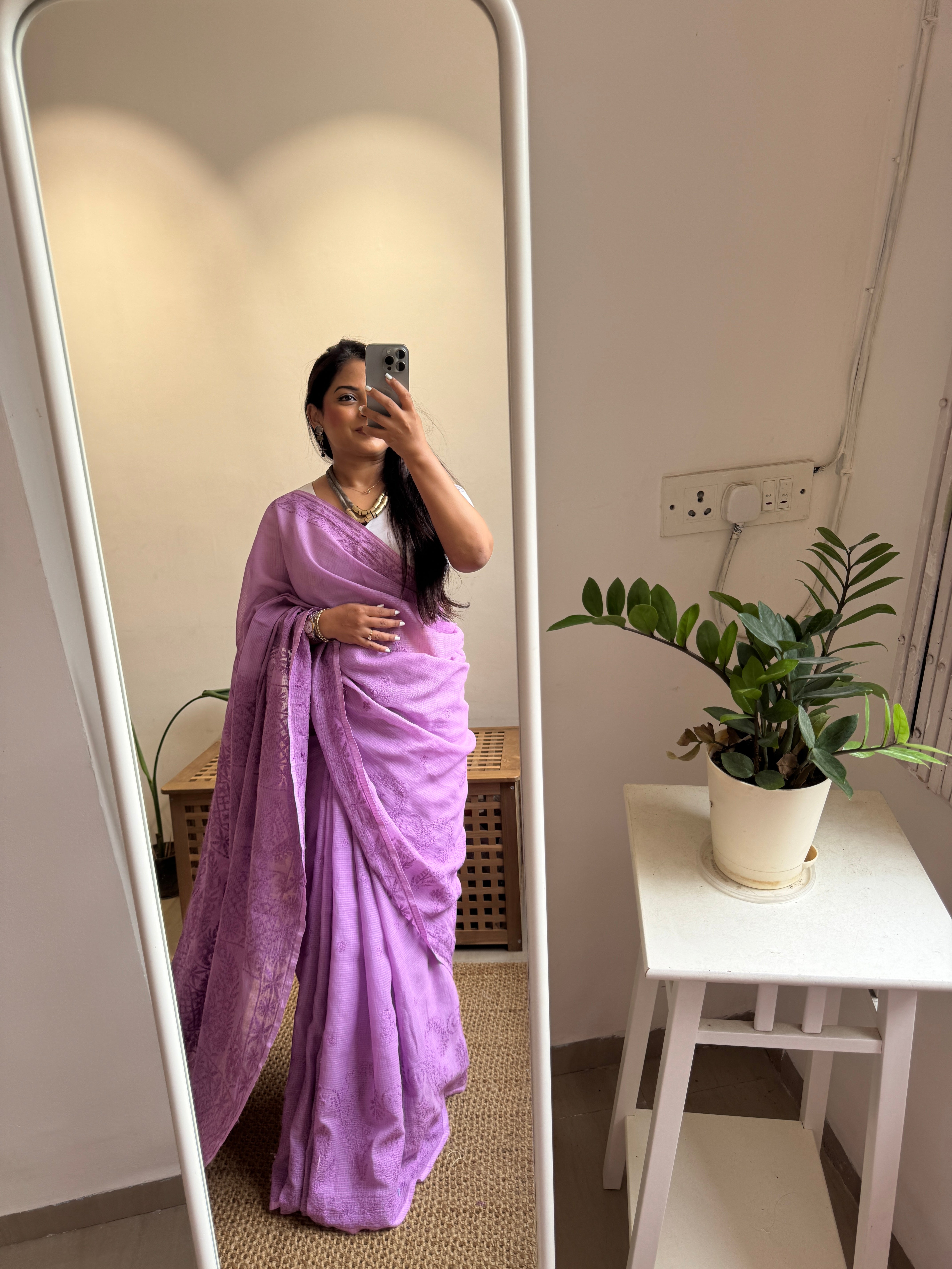 Kota Chikankari saree in Purple