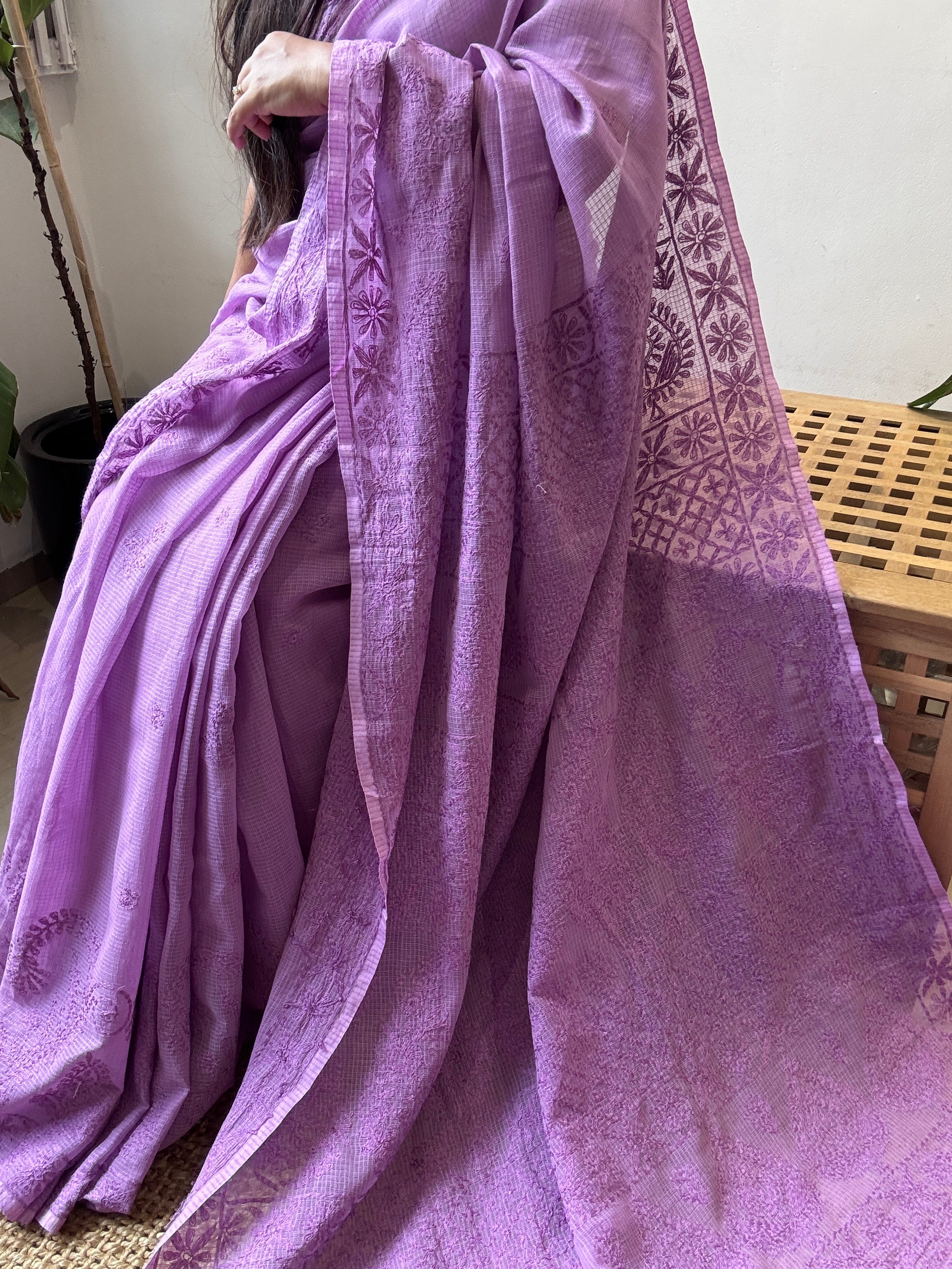 Kota Chikankari saree in Purple ARIAA CHIKANKARI 