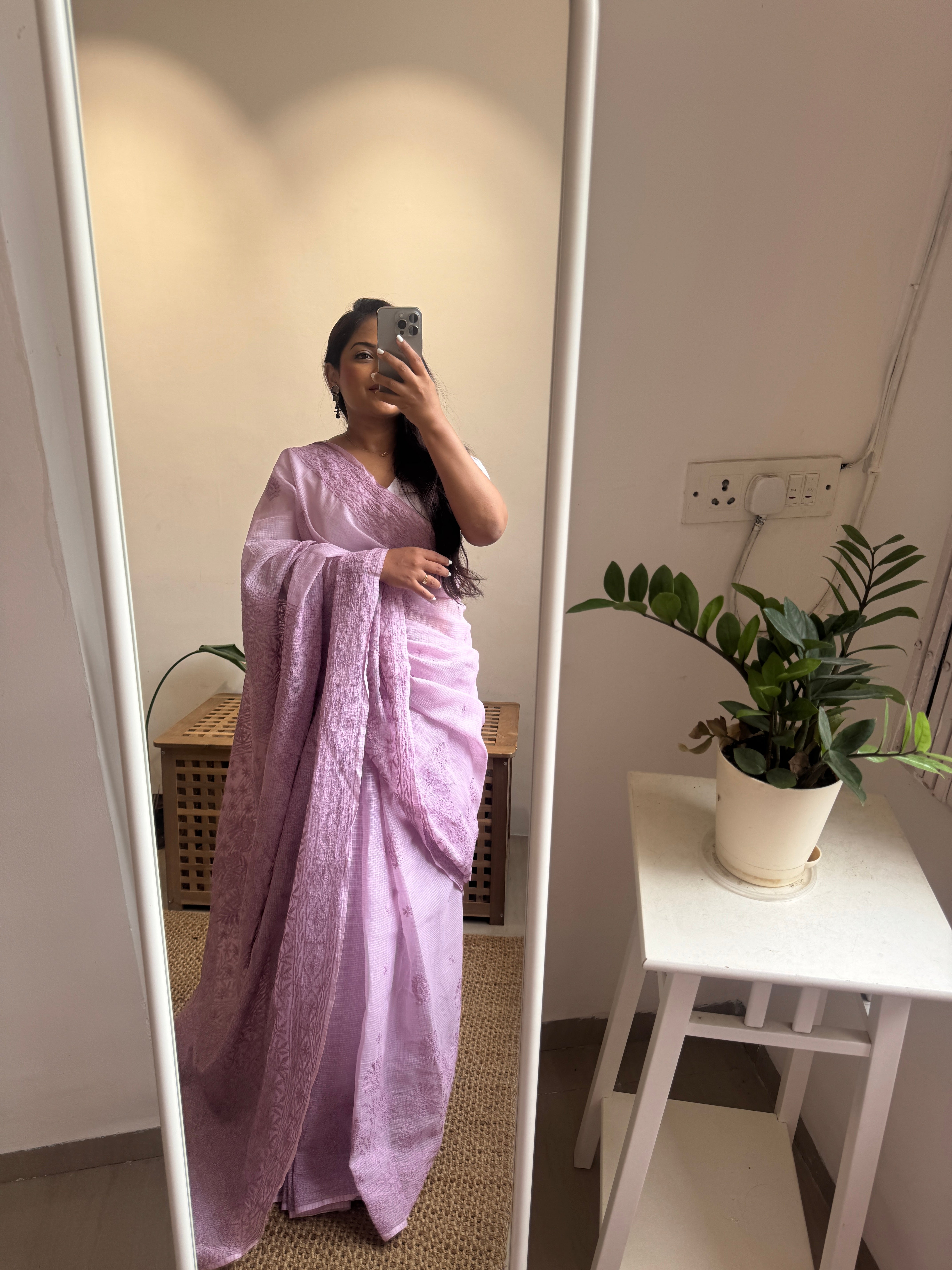 Kota Chikankari saree in Mauve ARIAA CHIKANKARI 