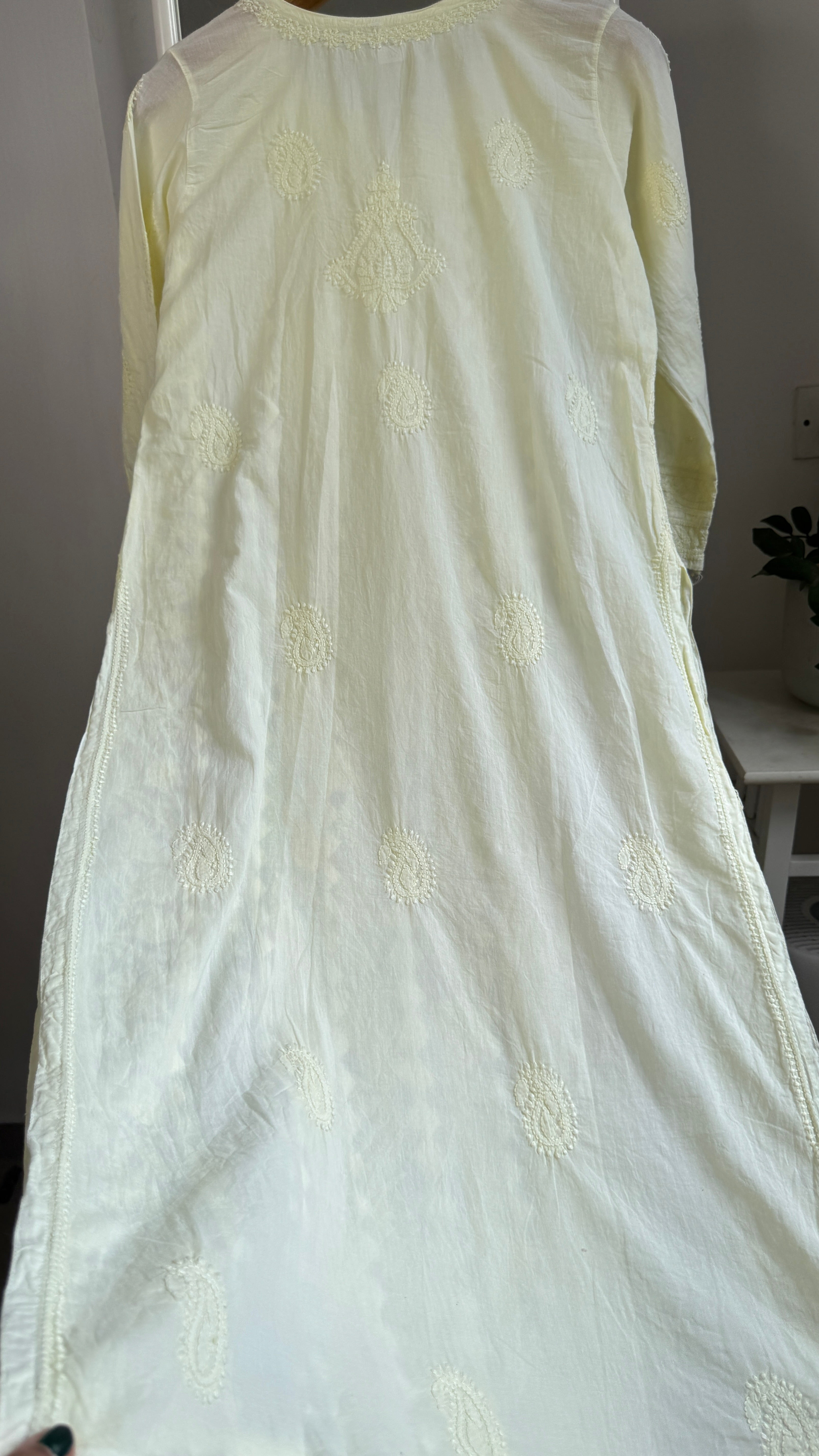 Pure Cotton Chikankari Full Jaal Kurti - Light Yellow - Gul Collection