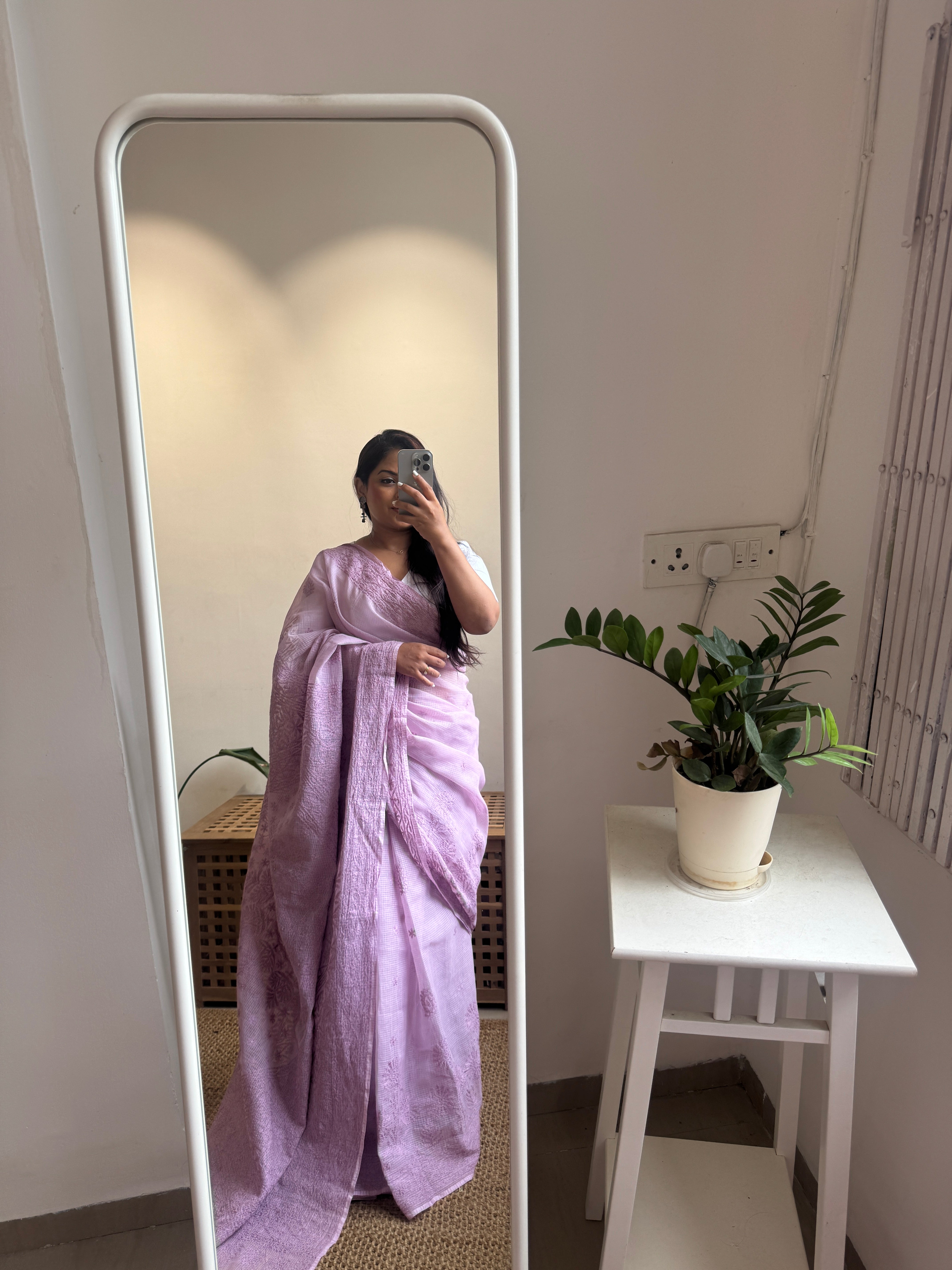 Kota Chikankari saree in Mauve