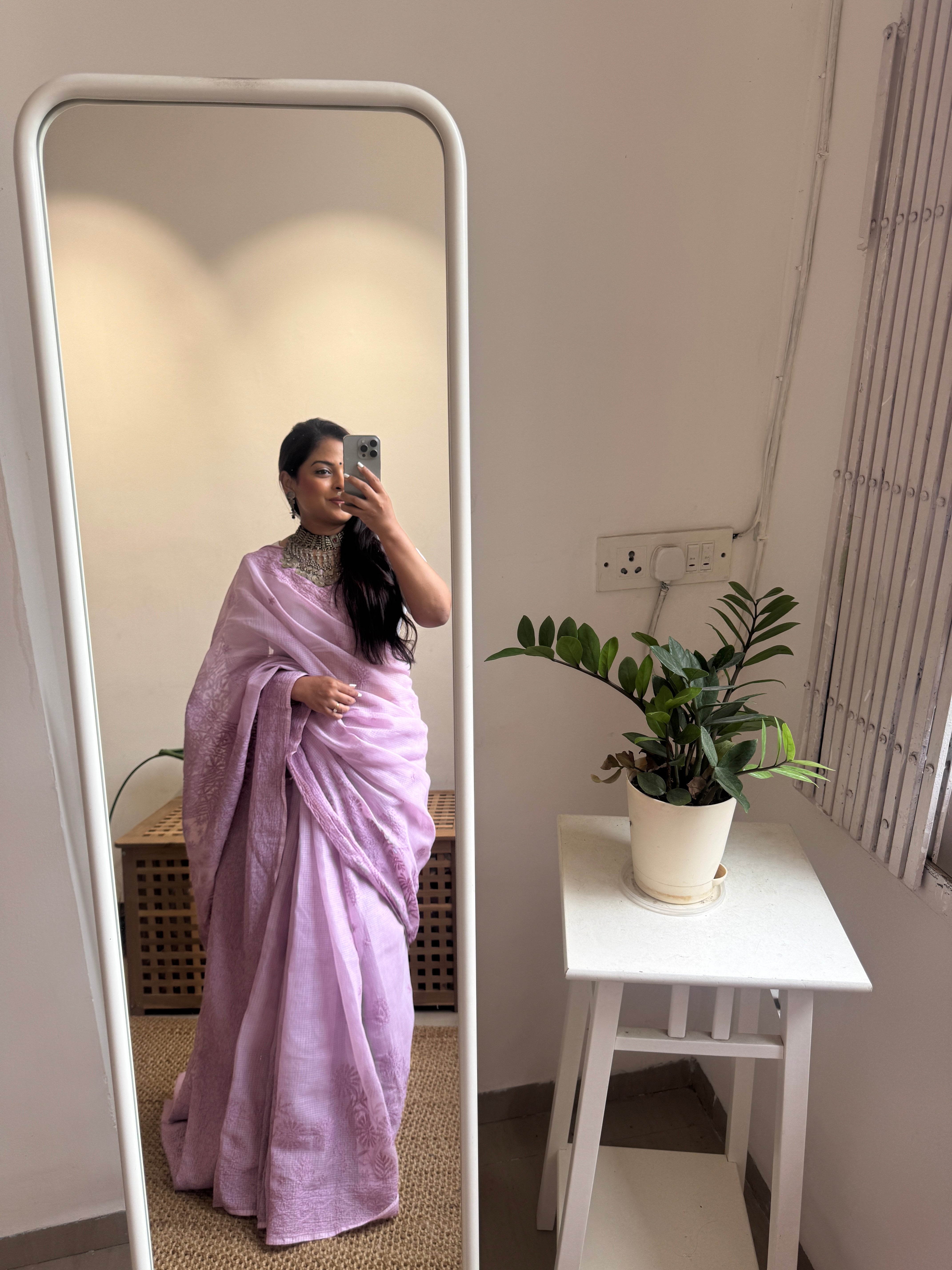 Kota Chikankari saree in Mauve ARIAA CHIKANKARI 