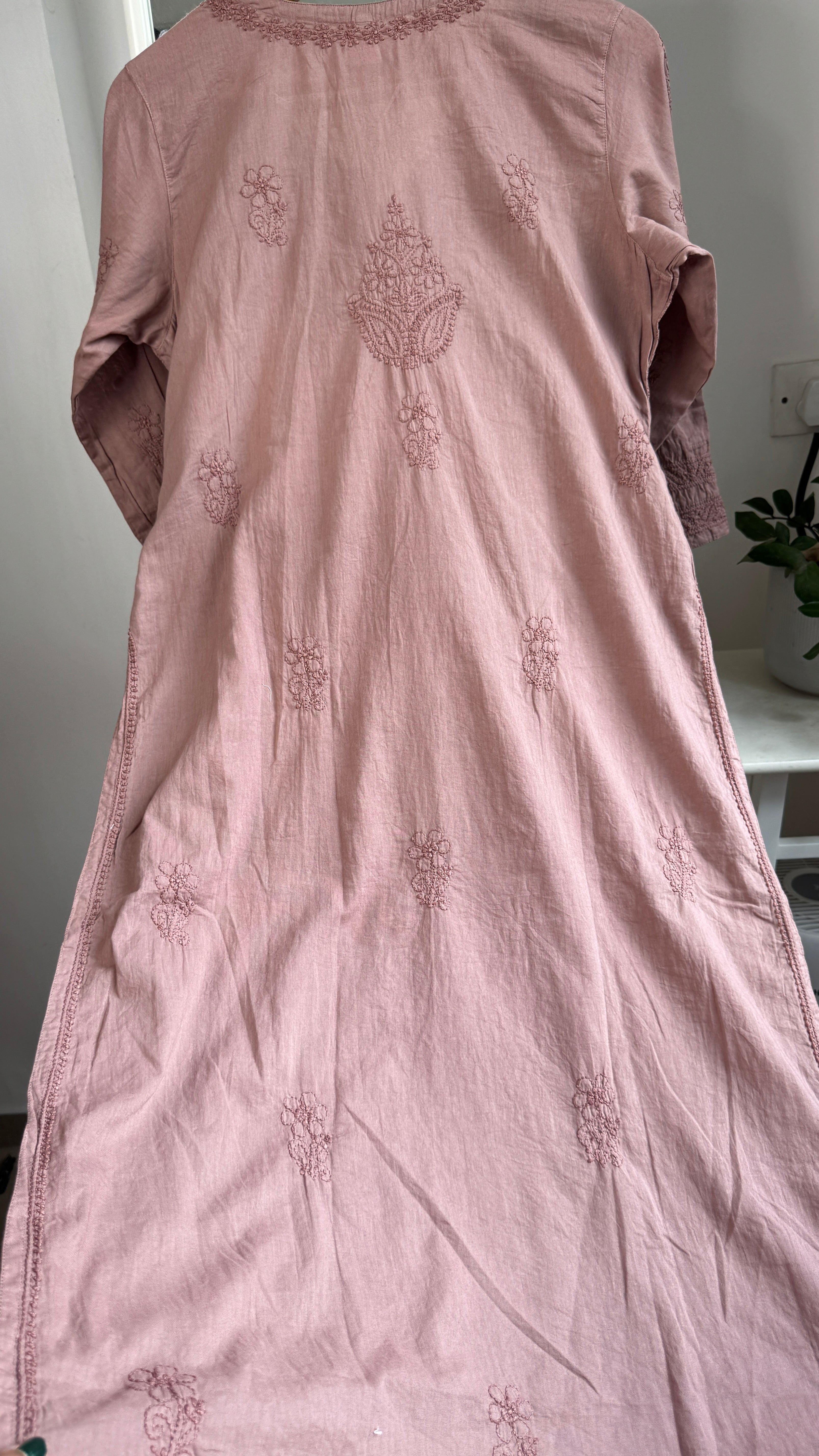 Pure Cotton Chikankari Full Jaal Kurti - Brown - Gul Collection