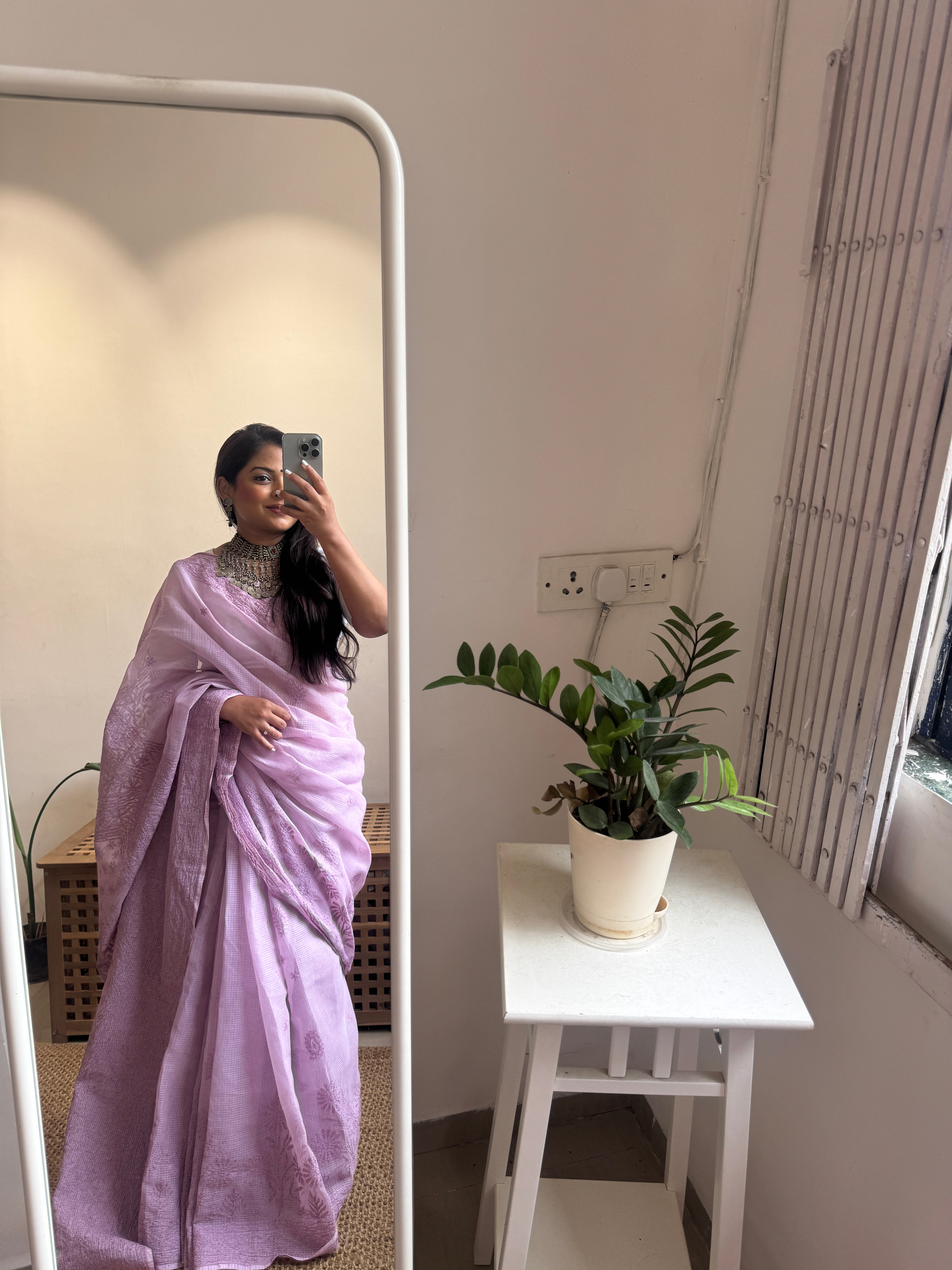 Kota Chikankari saree in Mauve