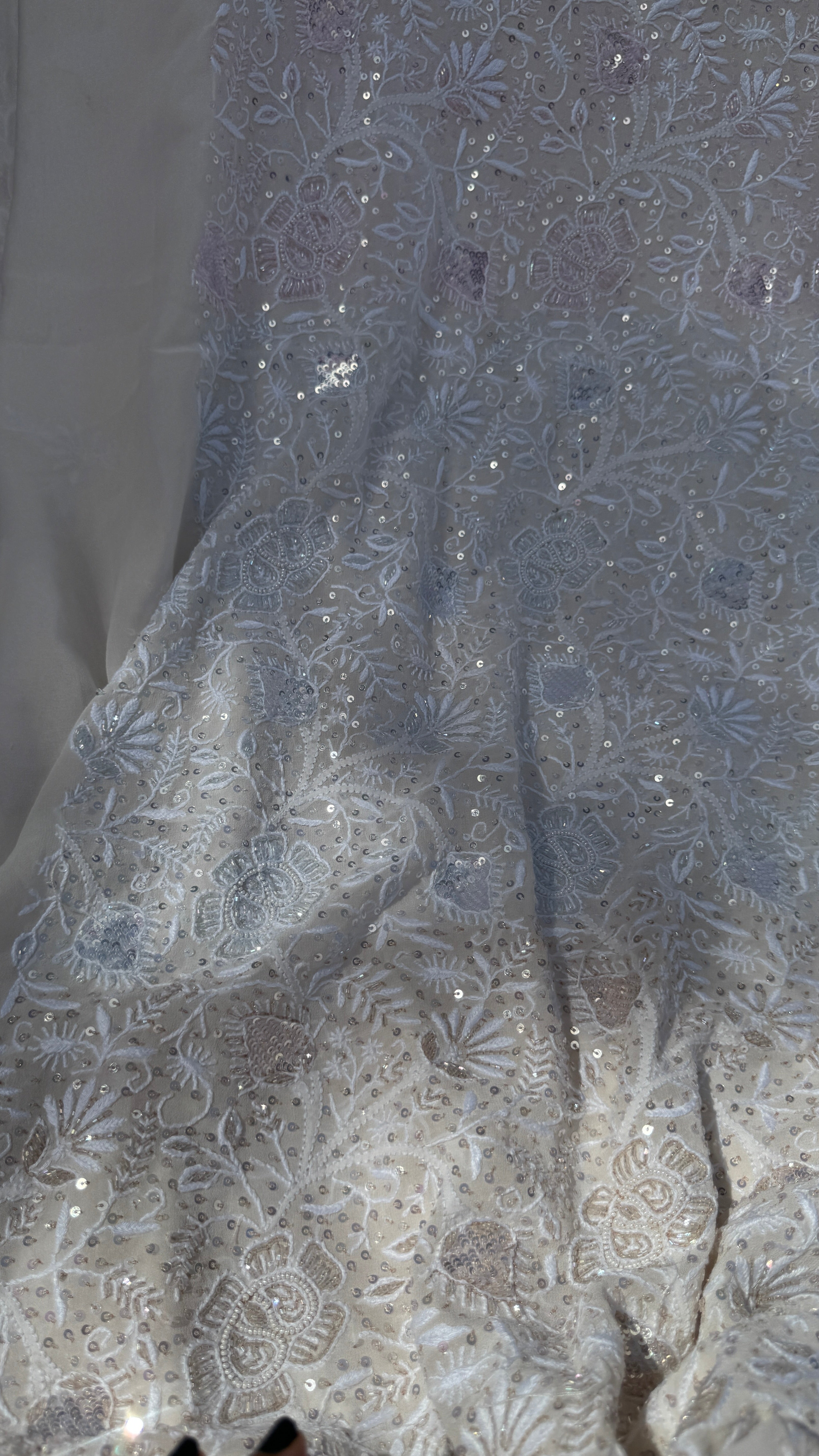 Pure Georgette Chikankari Unstitched Kurta-Dupatta Set - KALA