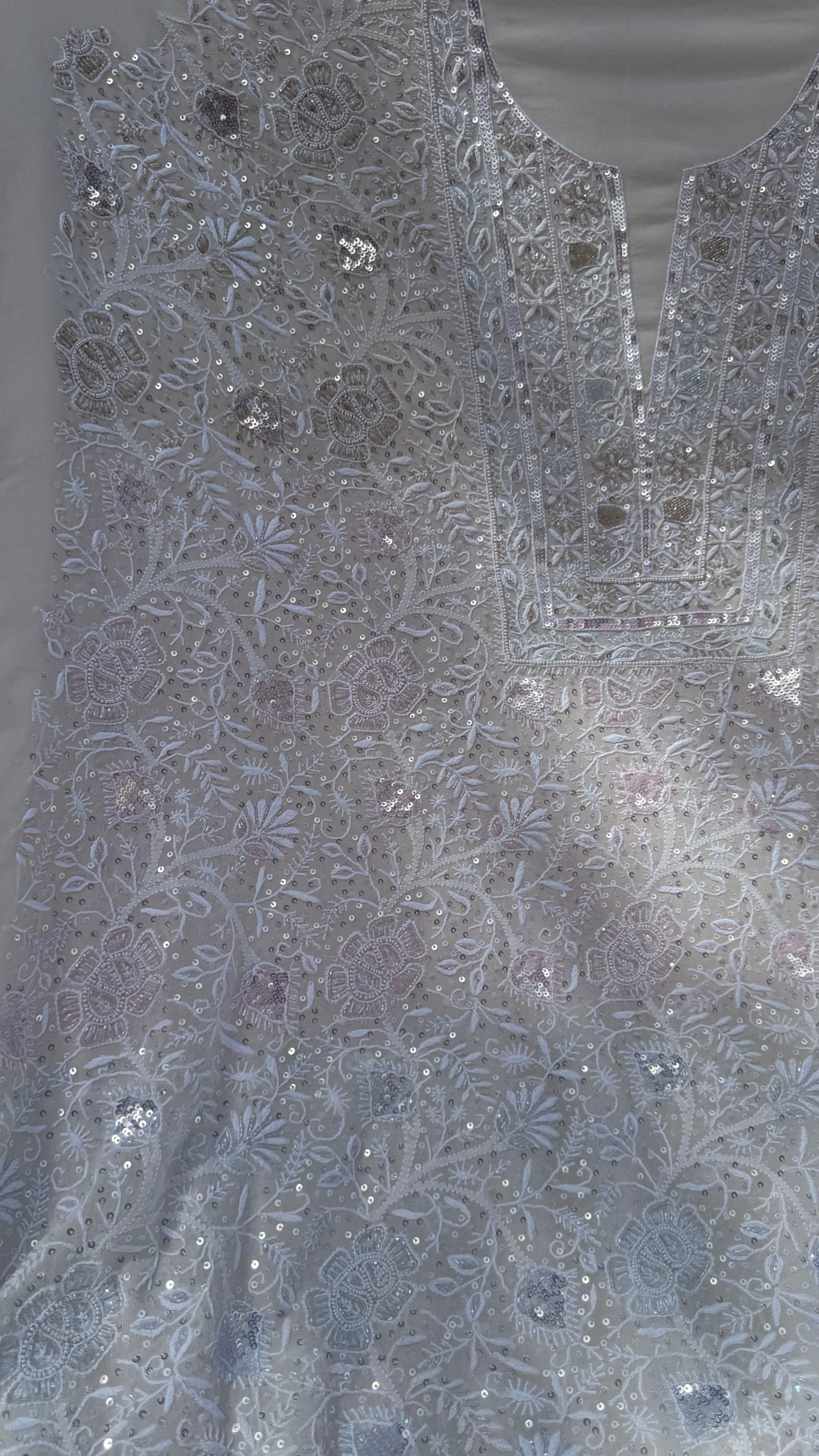Pure Georgette Chikankari Unstitched Kurta-Dupatta Set - KALA