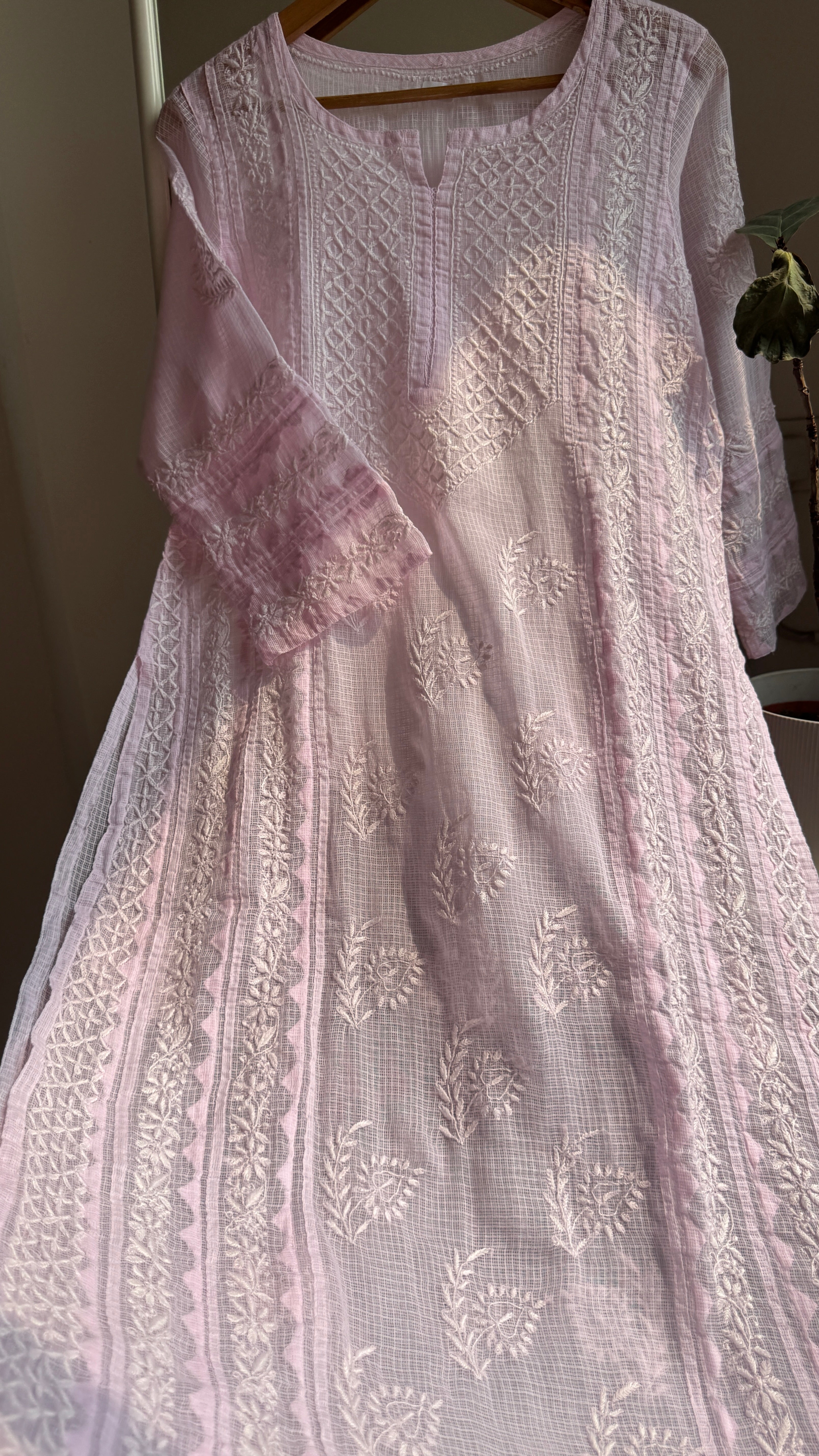 Kota Soft Cotton Chikankari Kurti -  Pink - TARA Collection