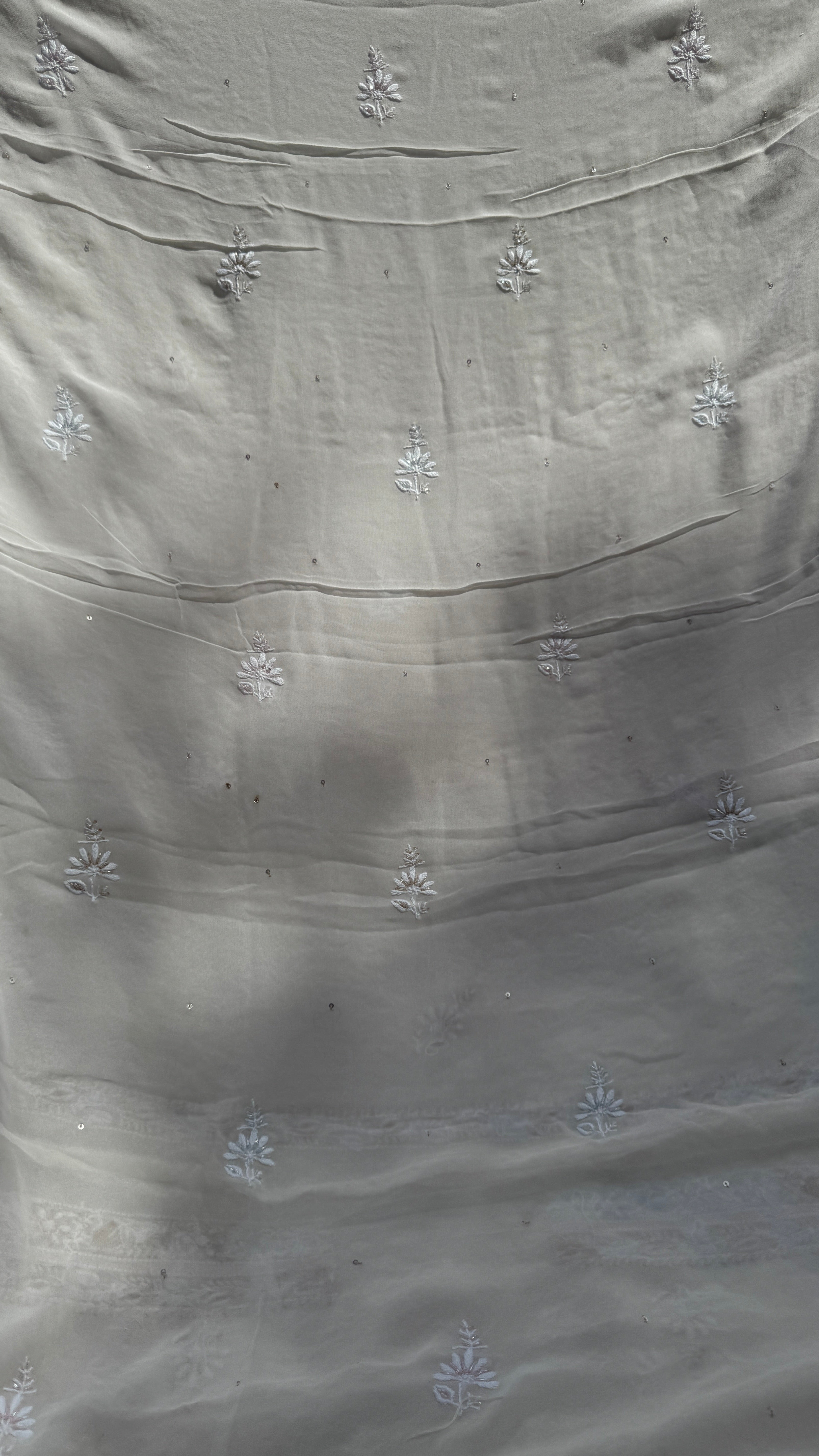 Pure Georgette Chikankari Unstitched Kurta-Dupatta Set - KALA