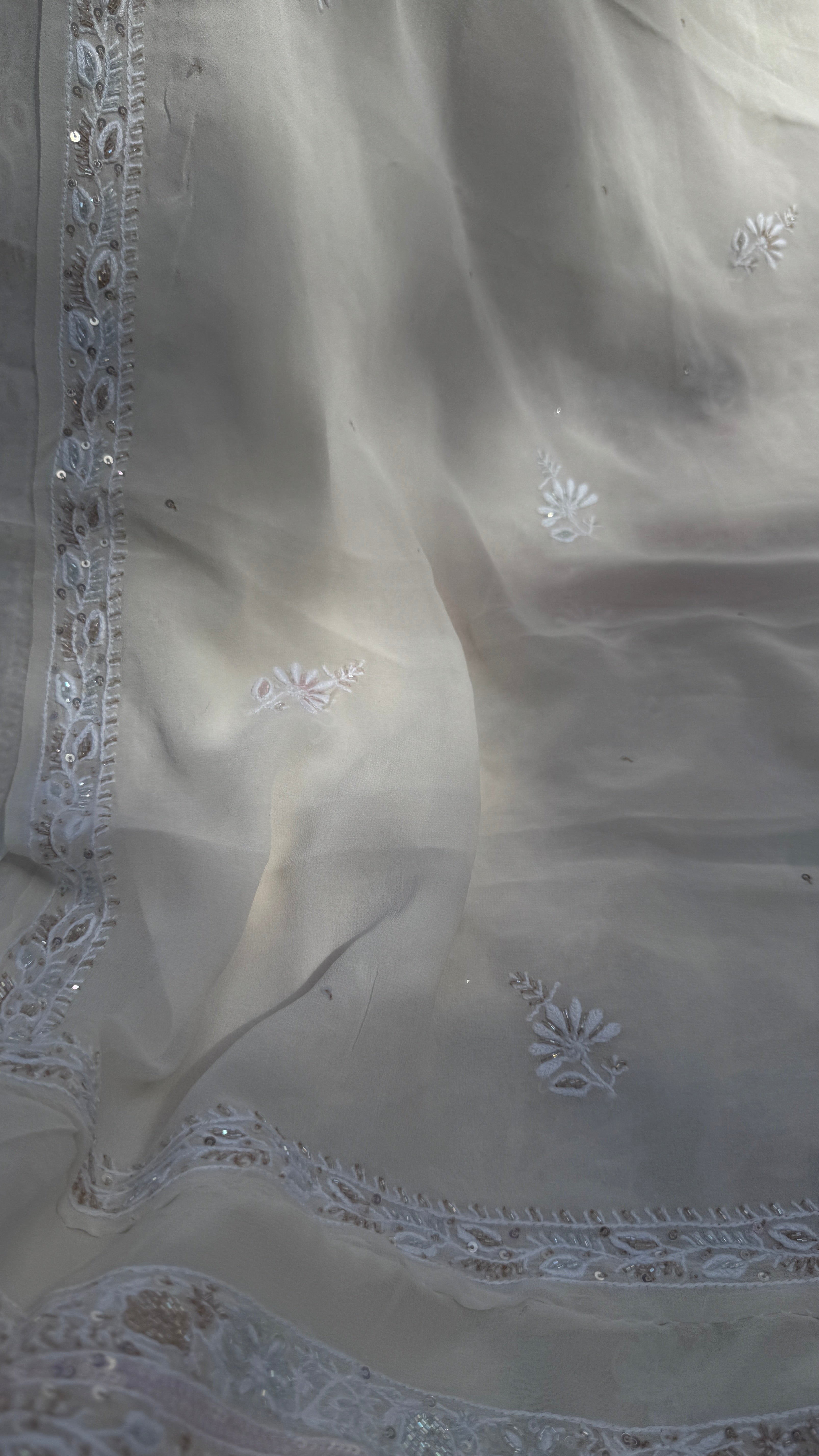 Pure Georgette Chikankari Unstitched Kurta-Dupatta Set - KALA
