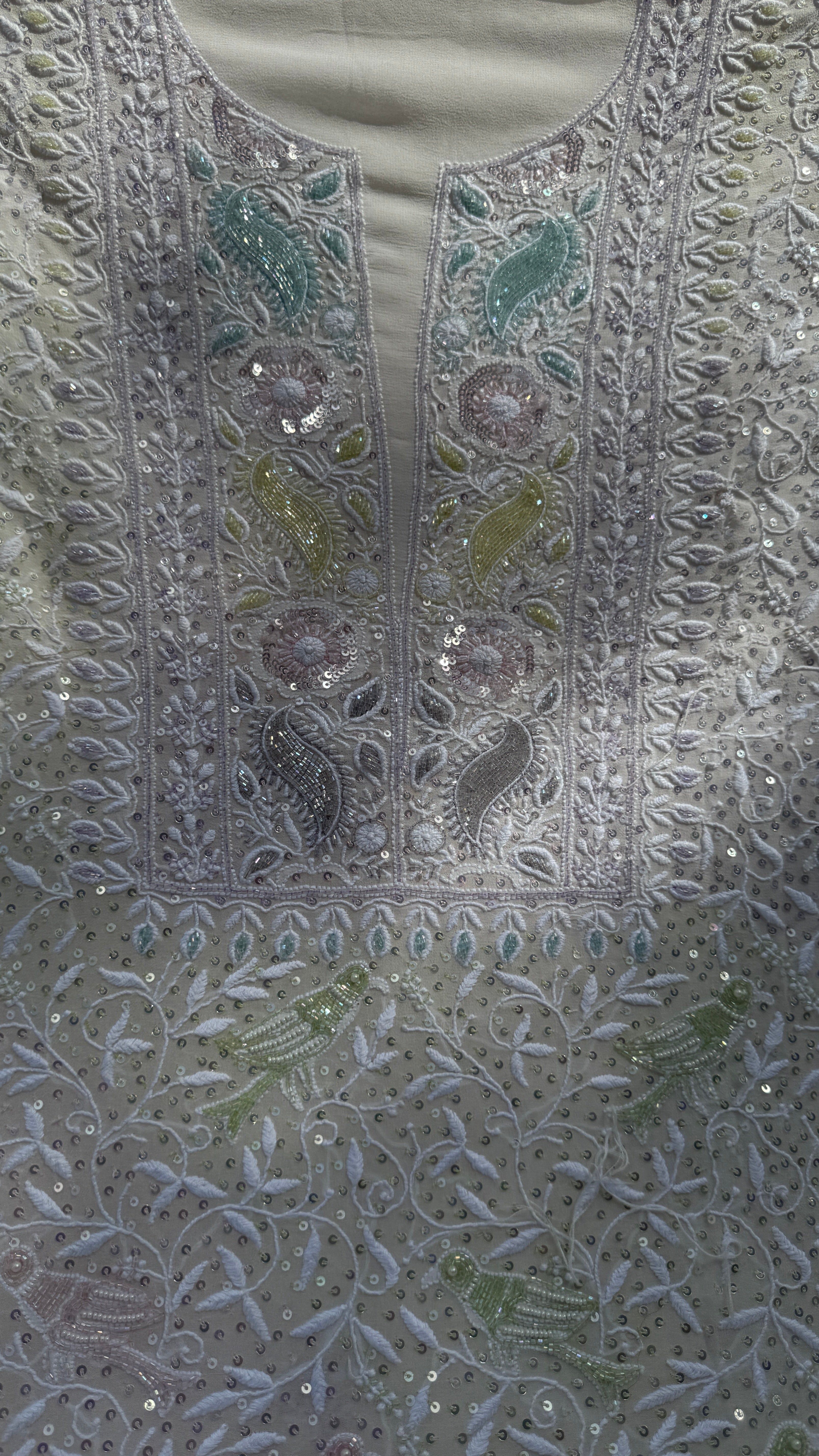 Pure Georgette Chikankari Unstitched Kurta-Dupatta Set - KALA