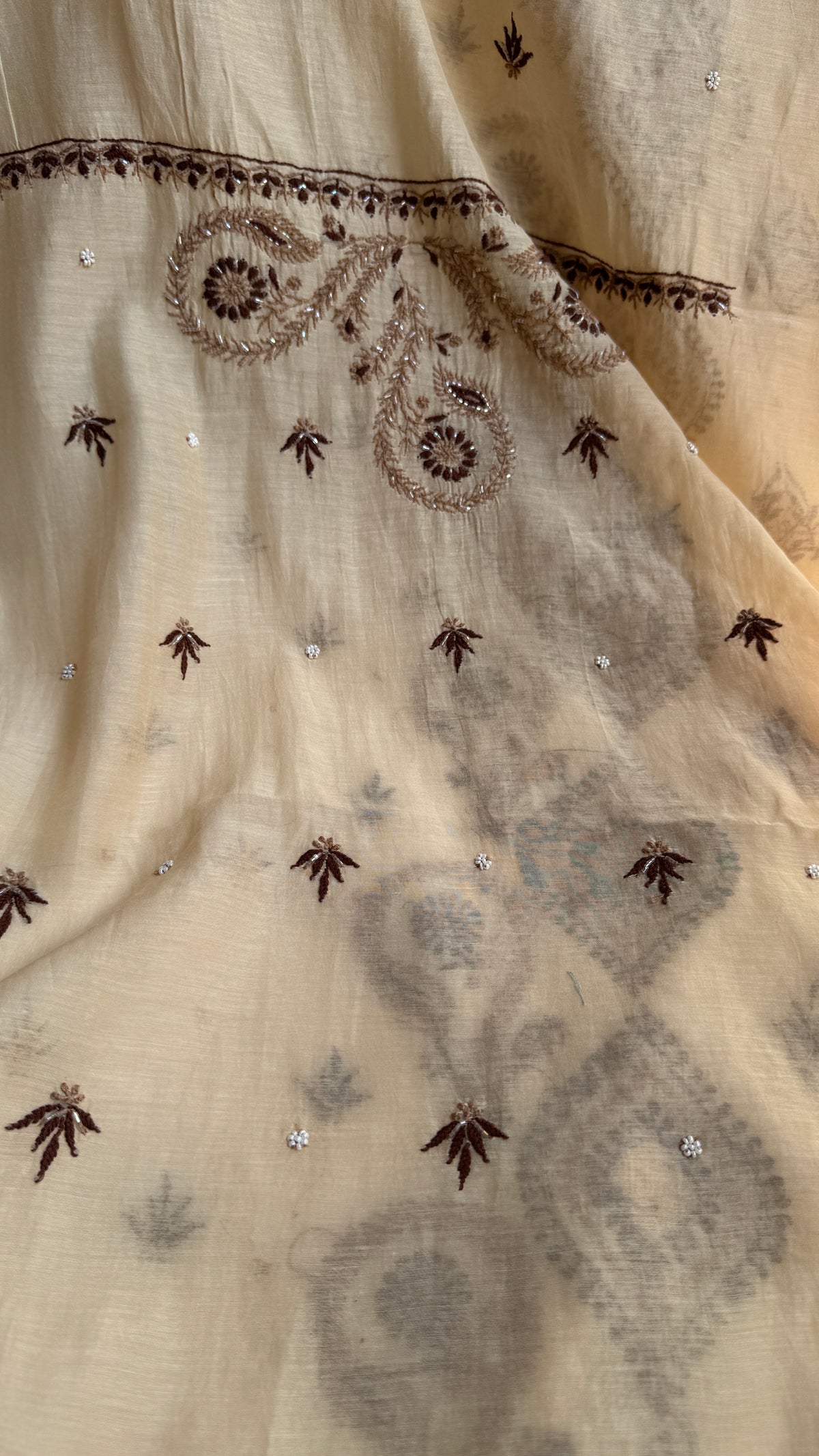 Mul Chanderi Chikankari - Unstitched Set - Multi Colour