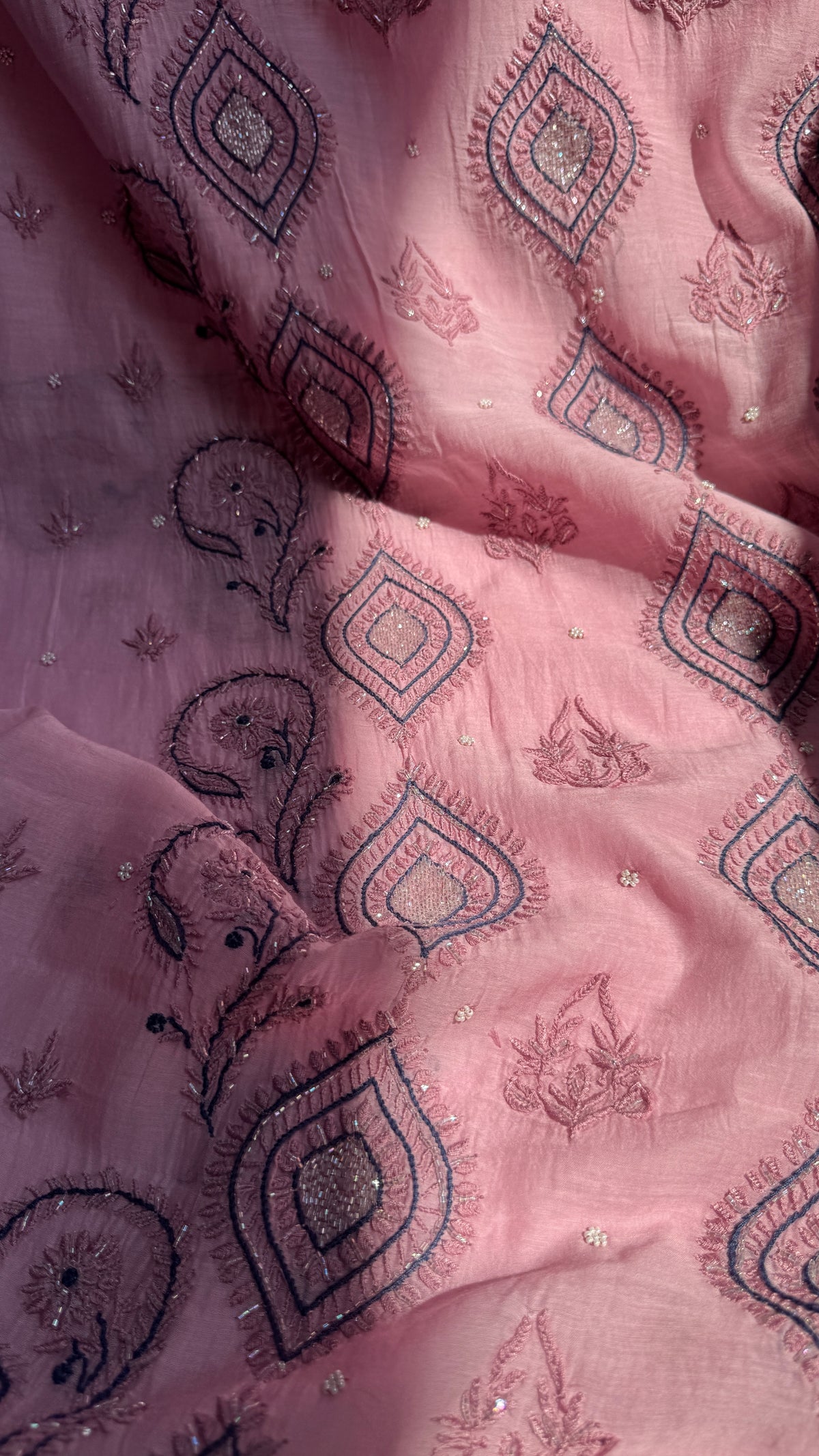 Mul Chanderi Chikankari - Unstitched Set - Multi Colour