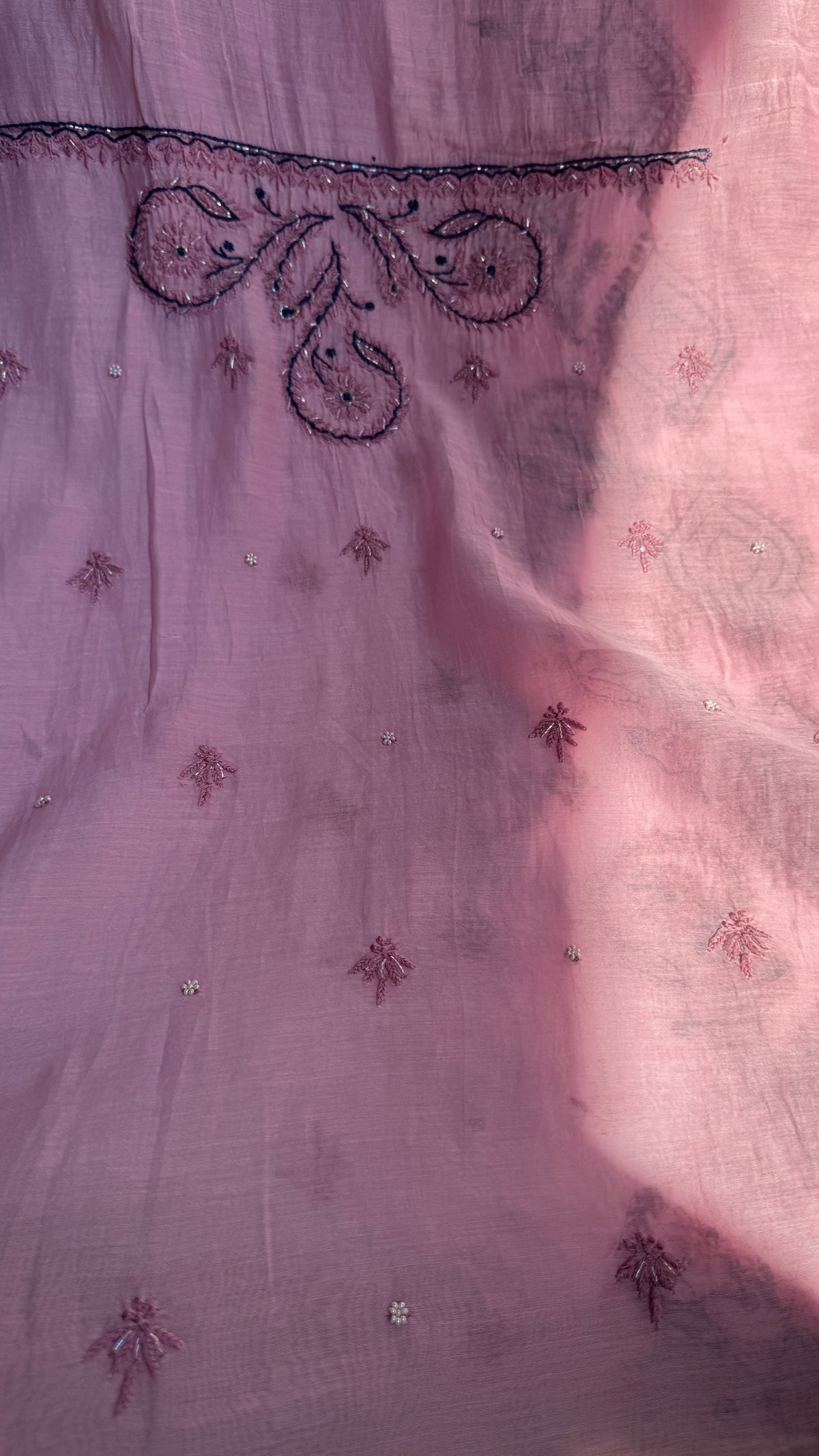 Mul Chanderi Chikankari - Unstitched Set - Multi Colour