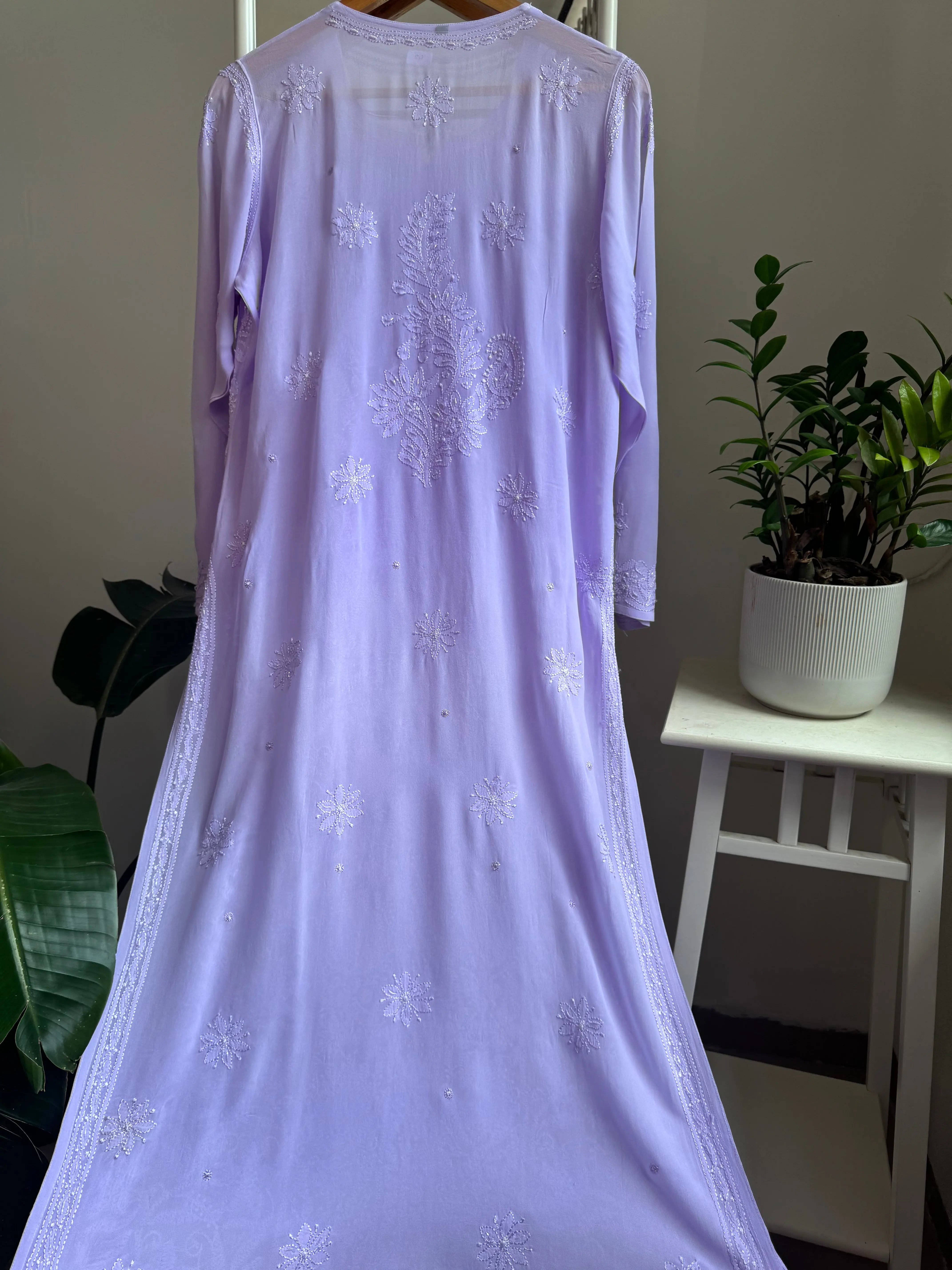 Viscose Kurti with Pearl  Work - Lavander ARIAA CHIKANKARI 