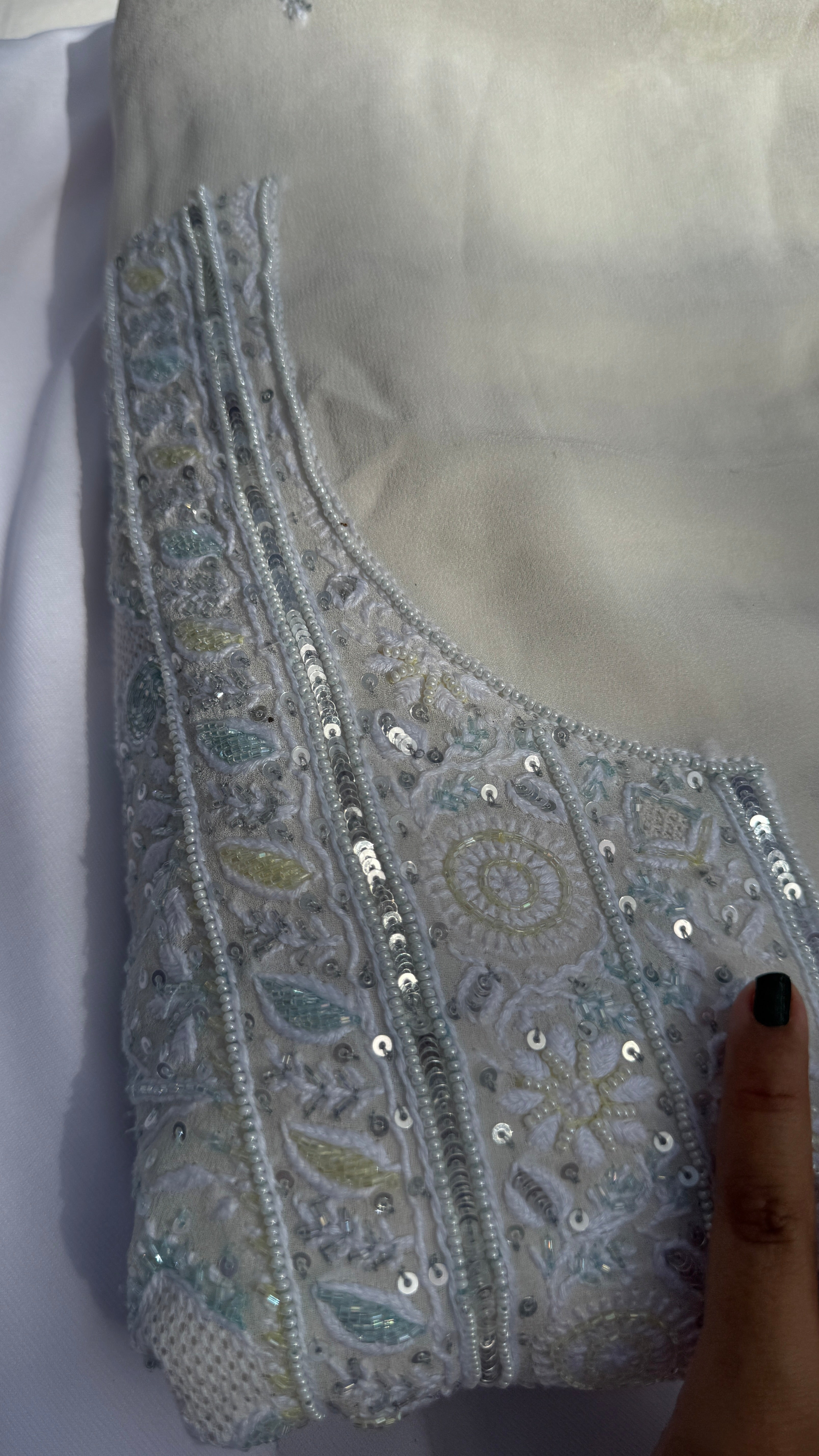 Pure Georgette Chikankari Unstitched Kurta-Dupatta Set - KALA