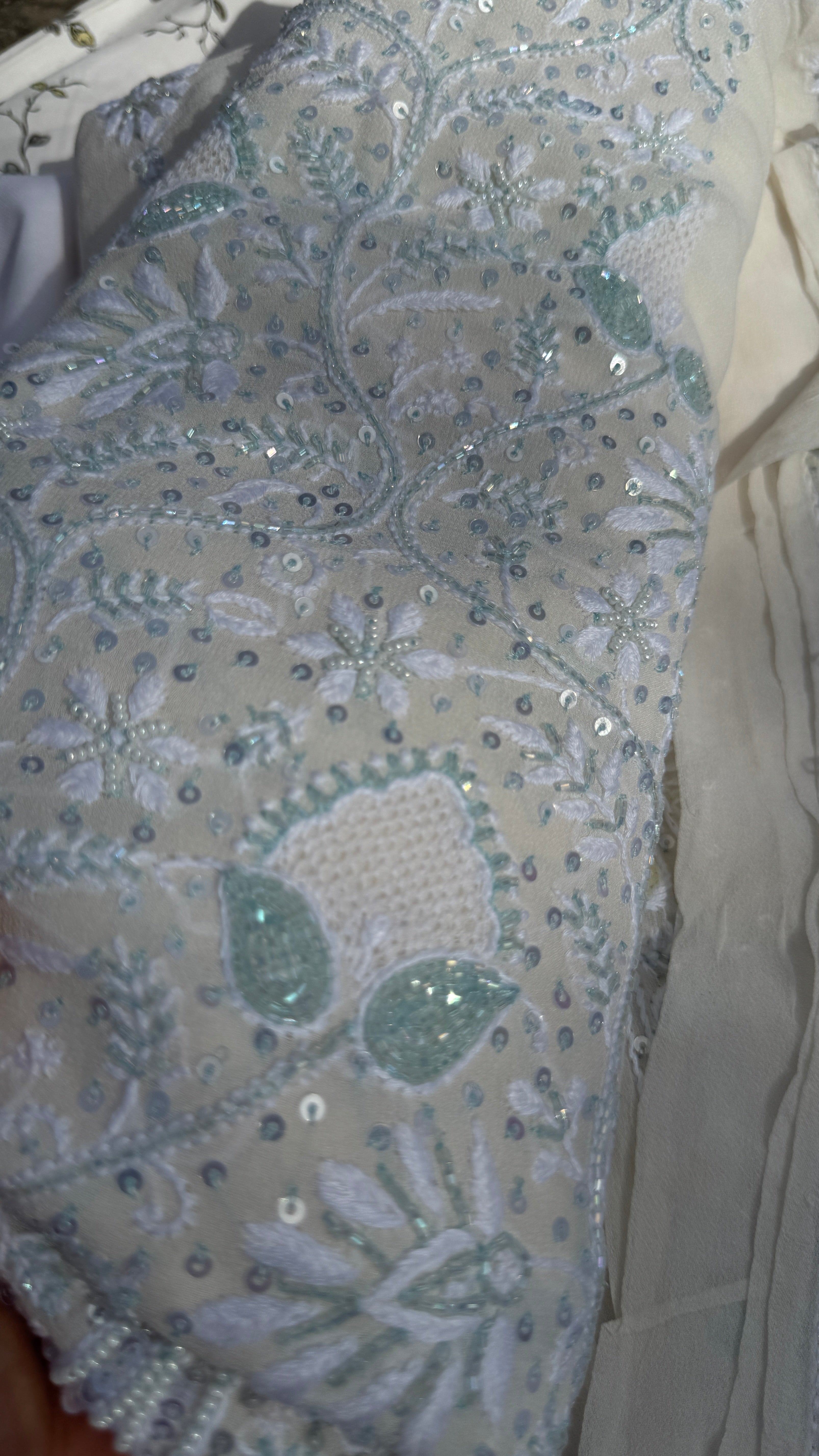 Pure Georgette Chikankari Unstitched Kurta-Dupatta Set - KALA
