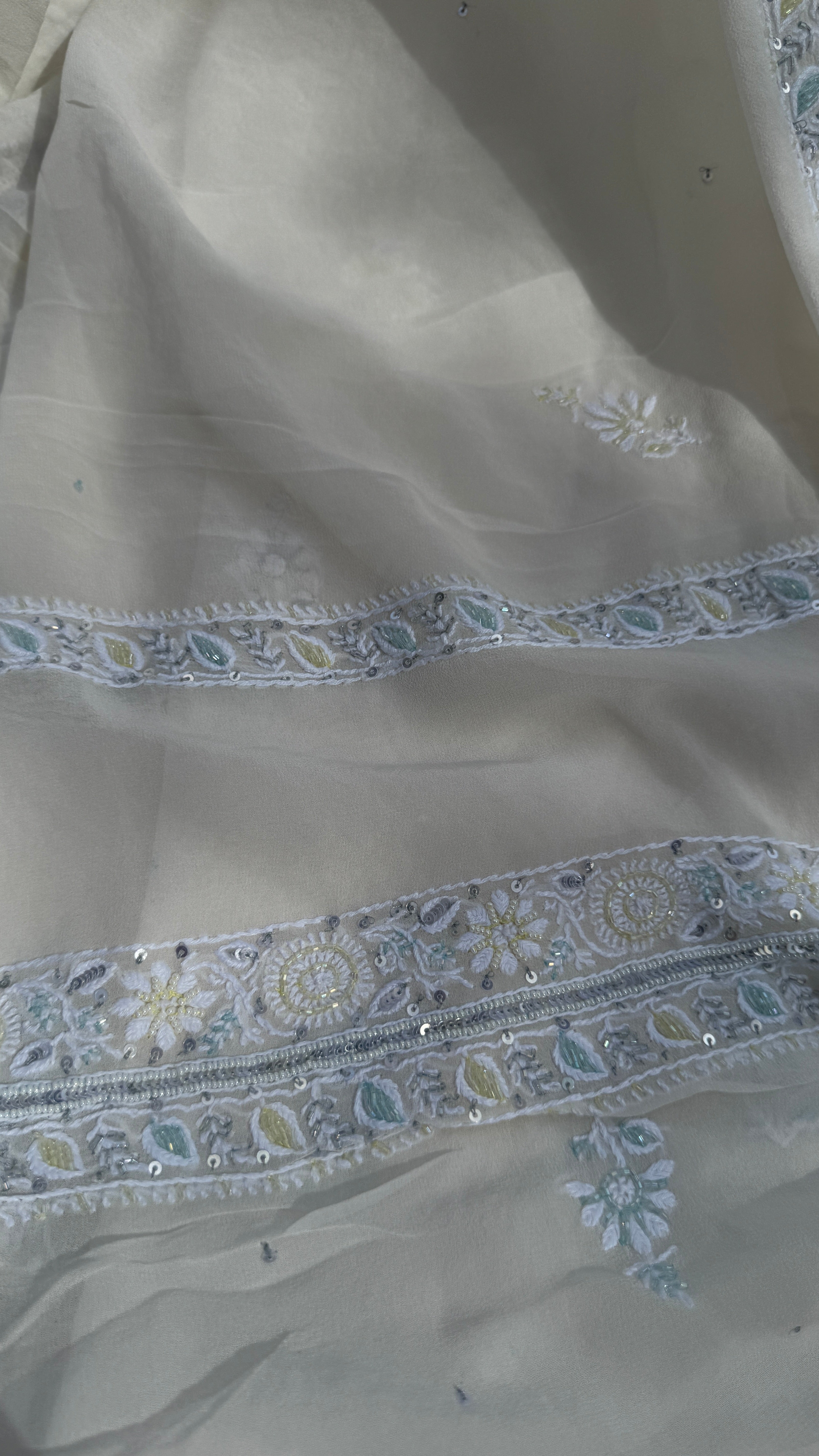 Pure Georgette Chikankari Unstitched Kurta-Dupatta Set - KALA