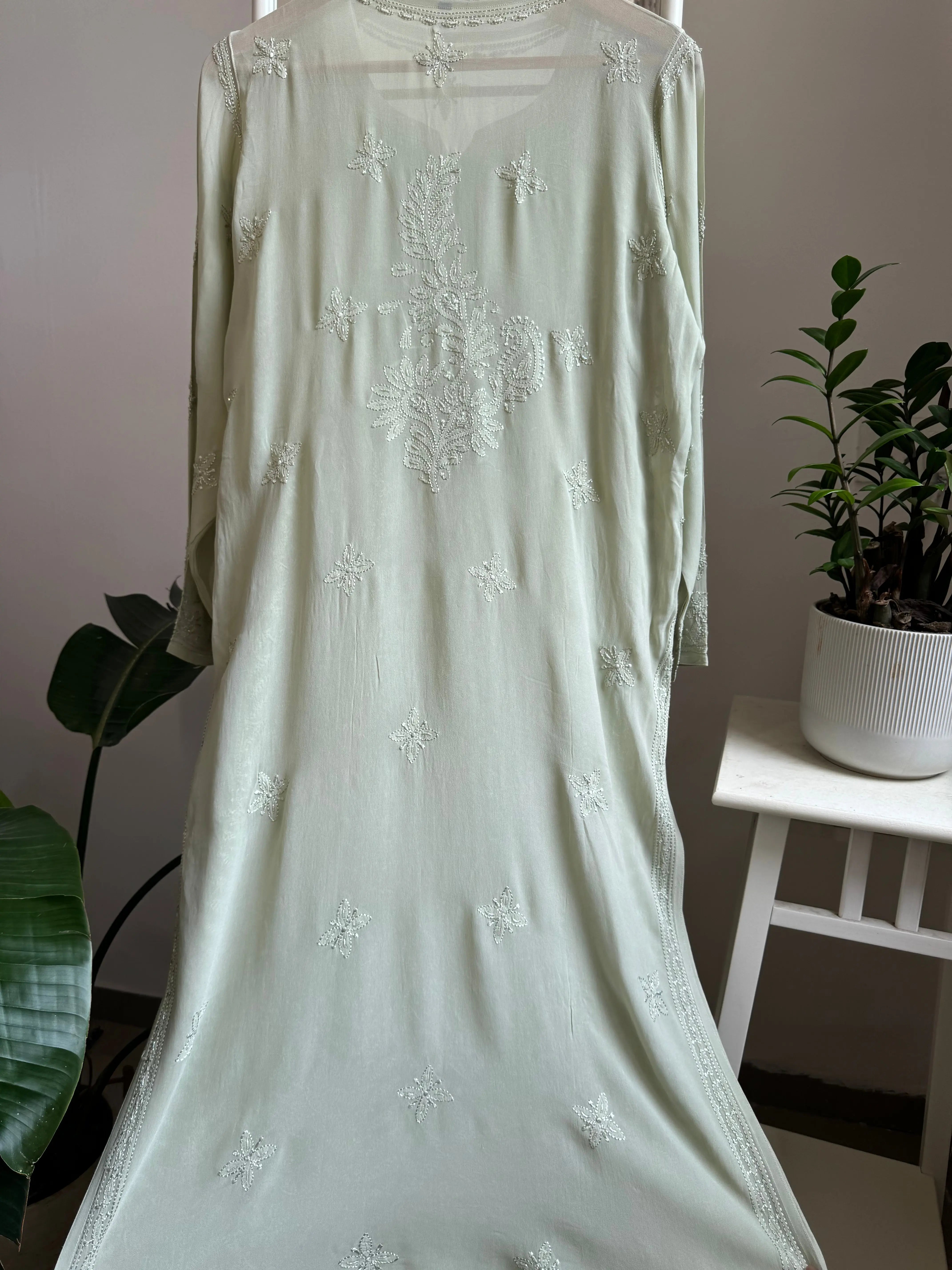 Viscose Kurti with Pearl  Work - Green ARIAA CHIKANKARI 