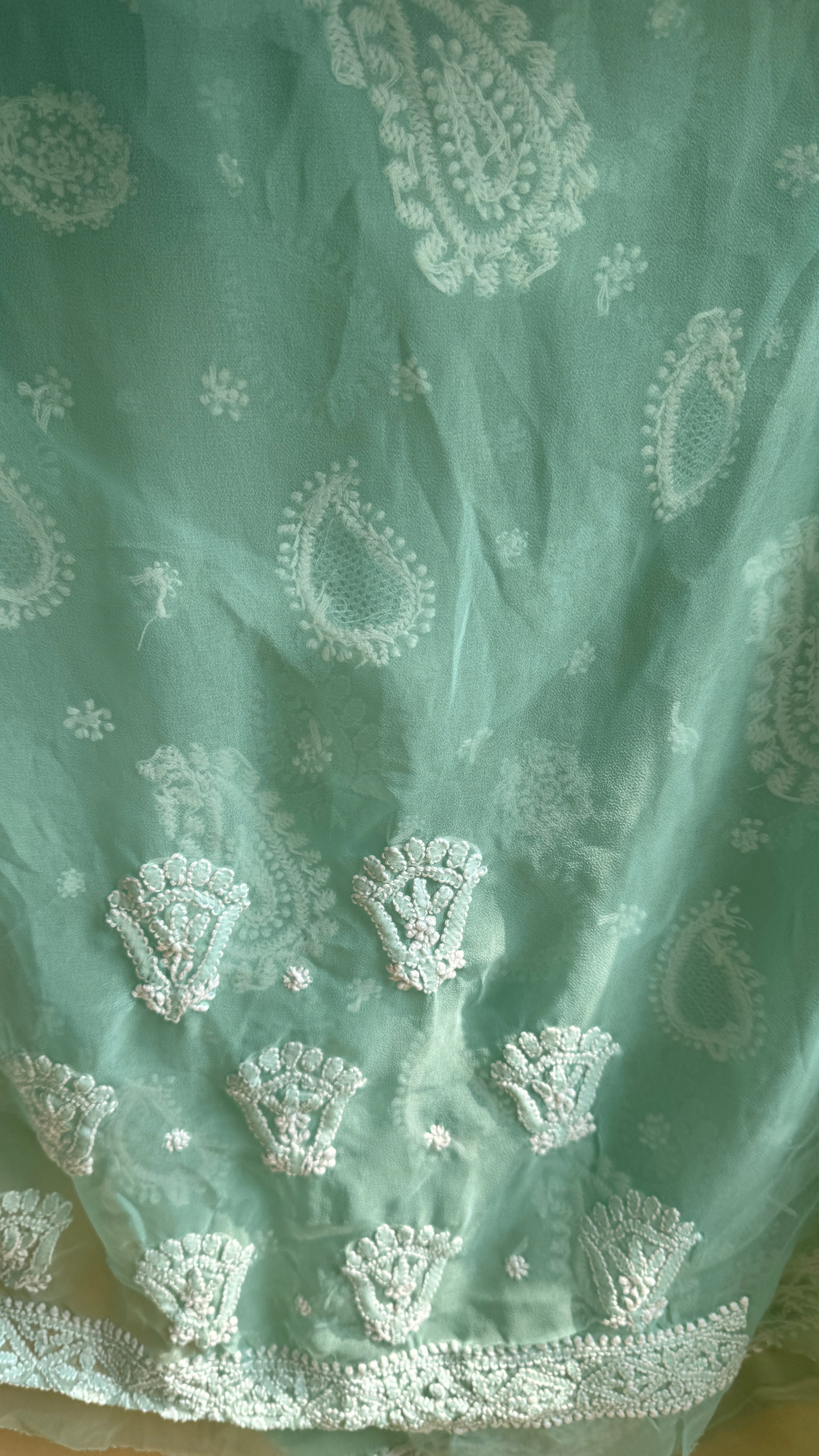 Georgette Chikankari saree in Green