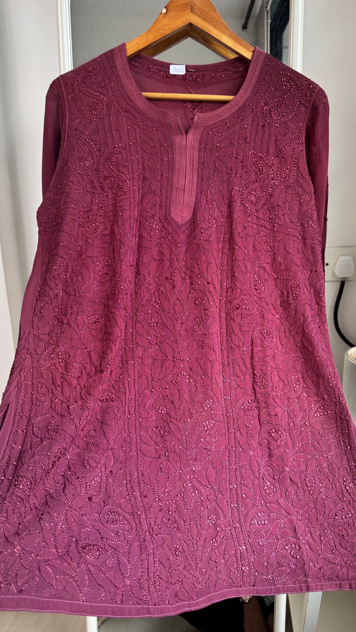 Chikankari Viscose Georgette short Top in plump