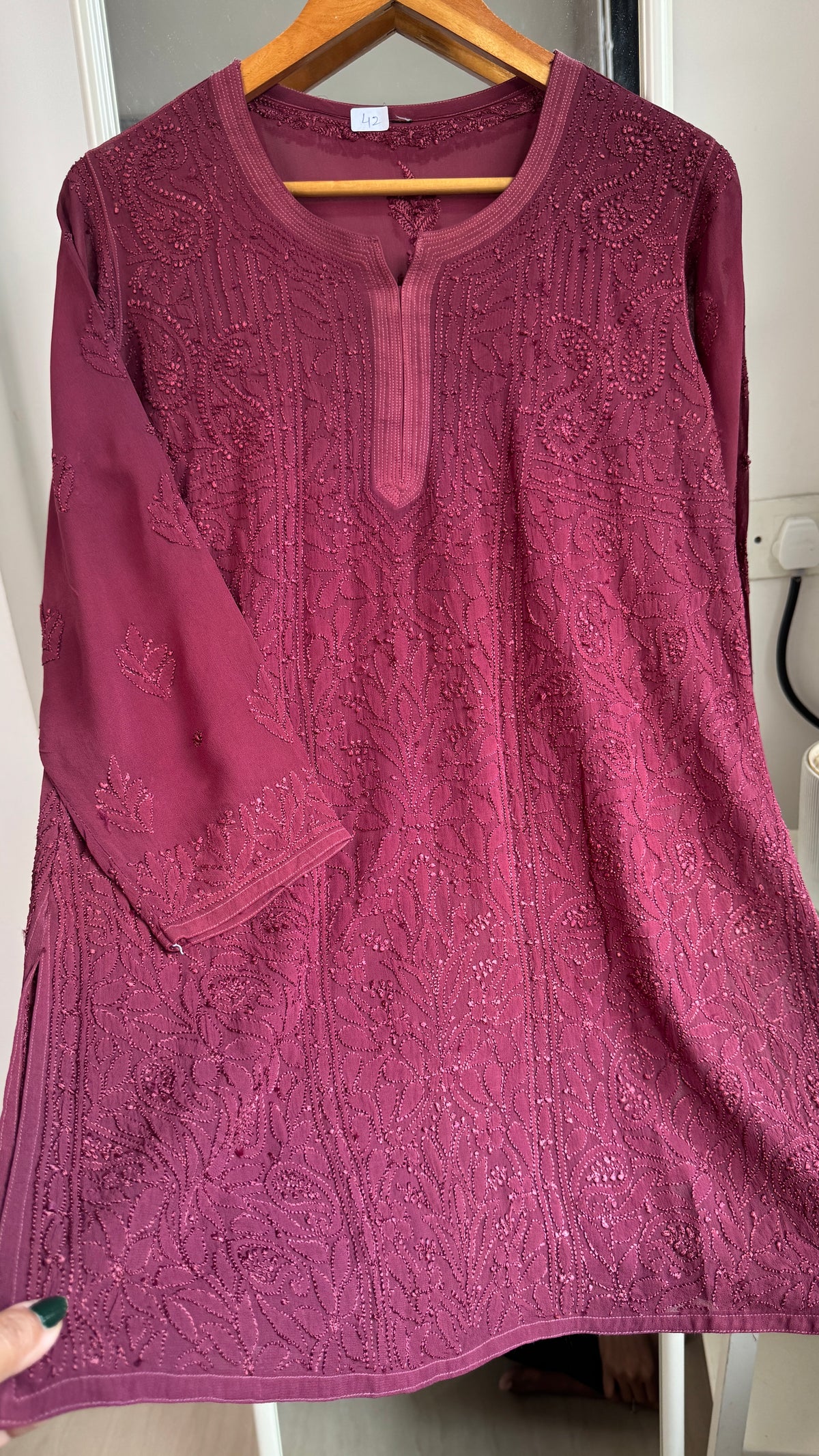 Chikankari Viscose Georgette short Top in plump