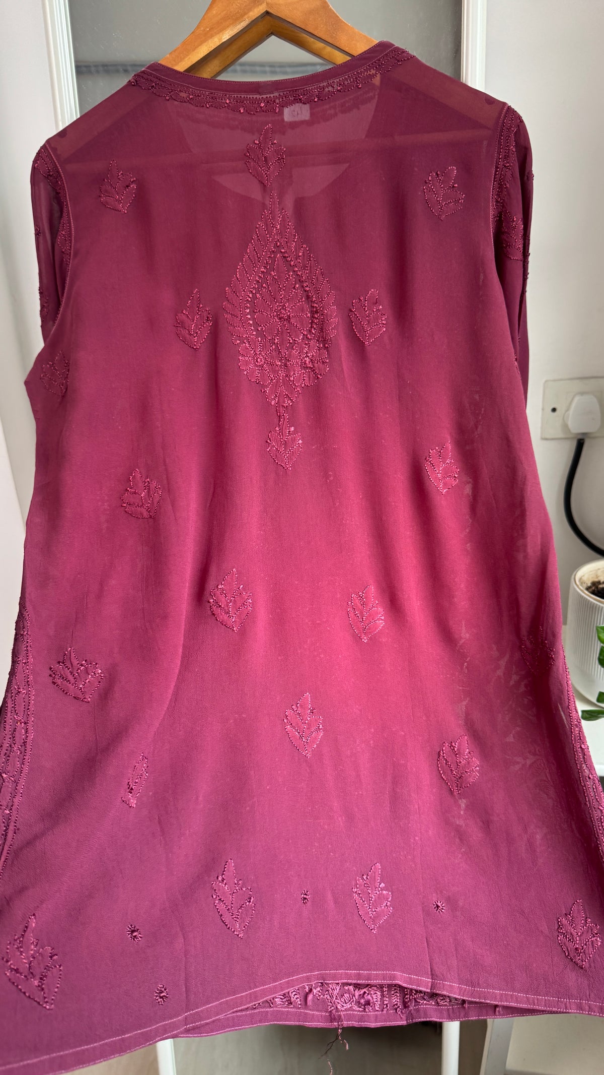 Chikankari Viscose Georgette short Top in plump